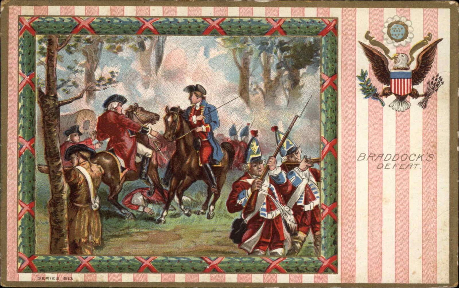 American Revolution History Braddock\'s Defeat Battle c1910 Vintage Postcard