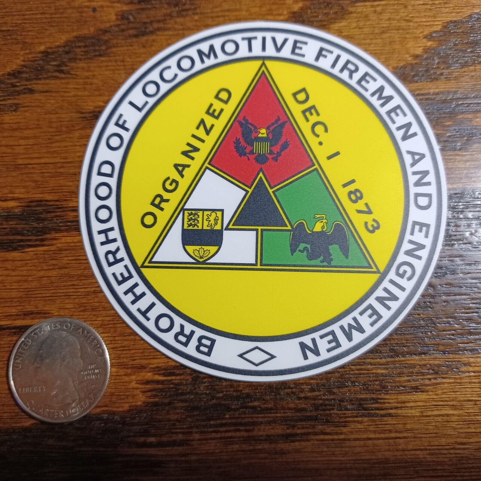 Brotherhood of Locomotive Firemen and Enginemen laminated die-cut vinyl sticker