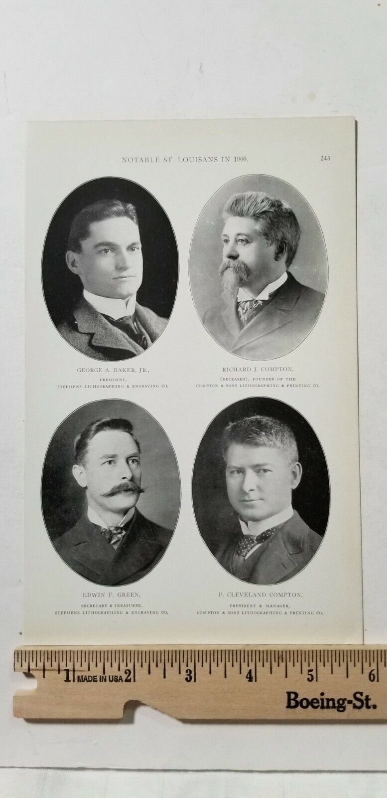 Notable St. Louis Men of 1900 Photos PRINTERS & LITHOGRAPHERS Compton Whipple B6