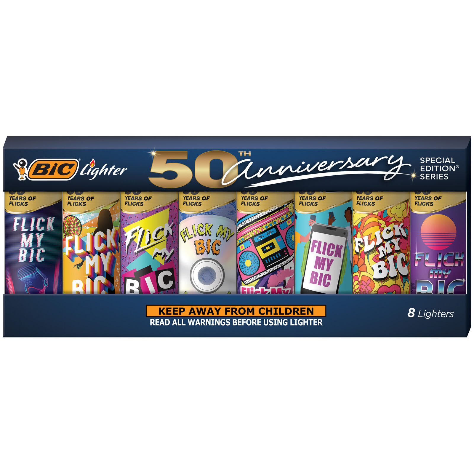 BIC Special Edition 50th Anniversary Flick My BIC Series Lighters, 8-Count