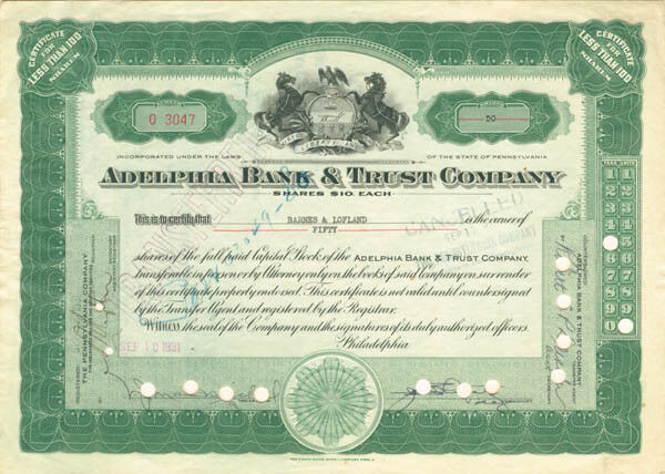 Adelphia Bank and Trust Co. - Banking Stocks