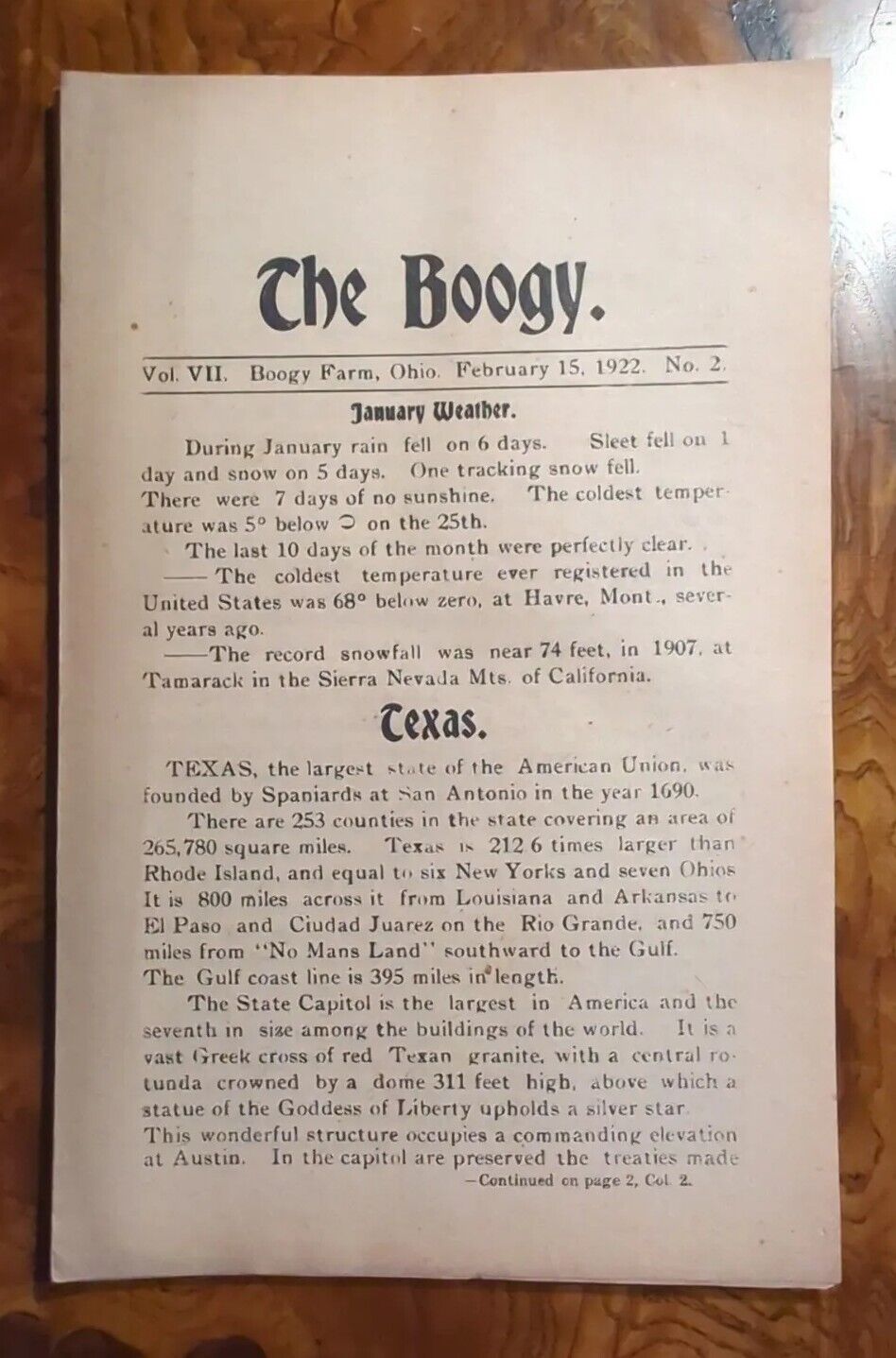 THE BOOGY R W Hinds New Port Tracy P O Ohio Tuscarawas 1922 Issue 2 ORIGINAL