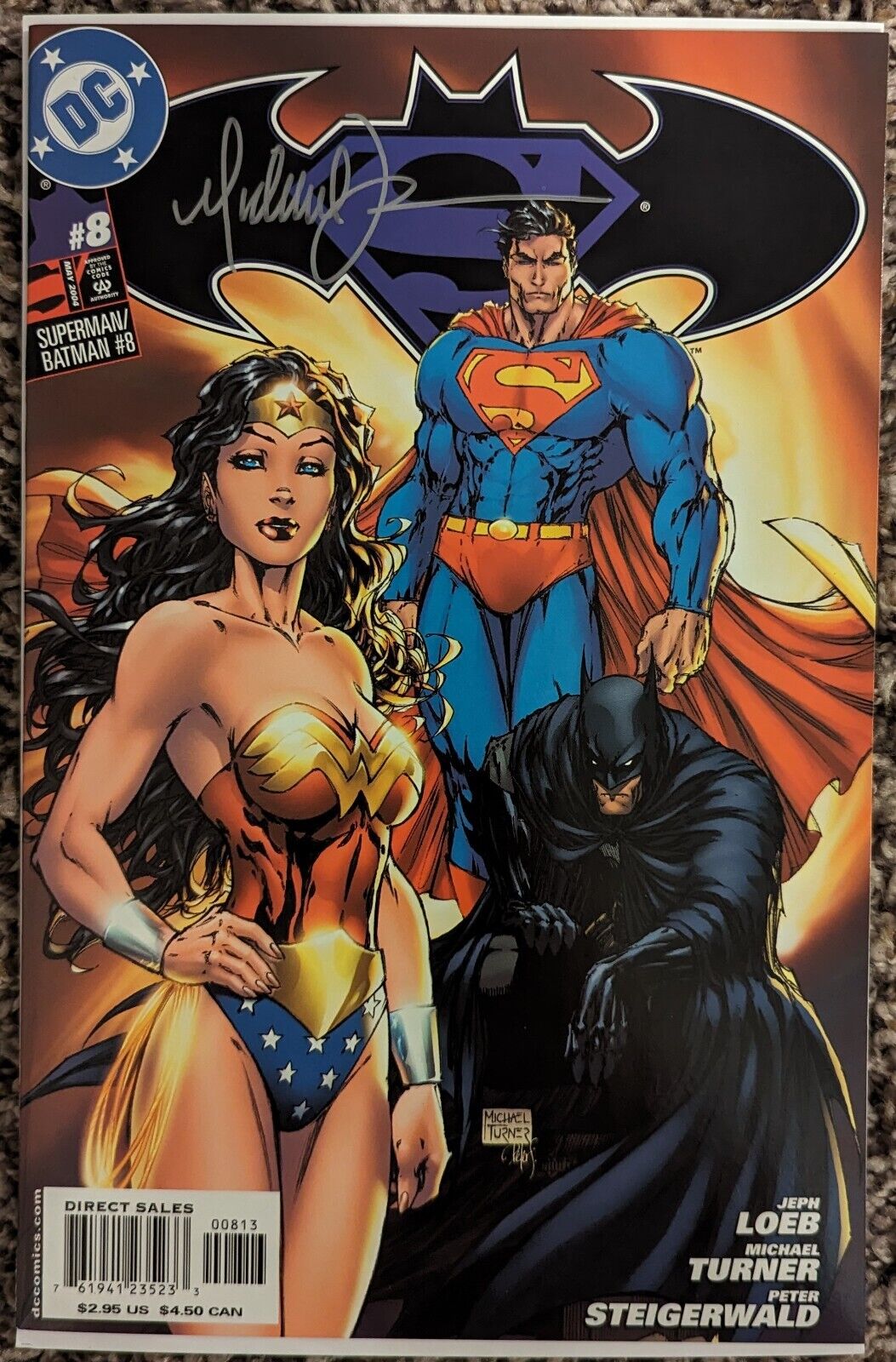 Superman Batman 8 3rd print signed Michael Turner DC Supergirl third printing