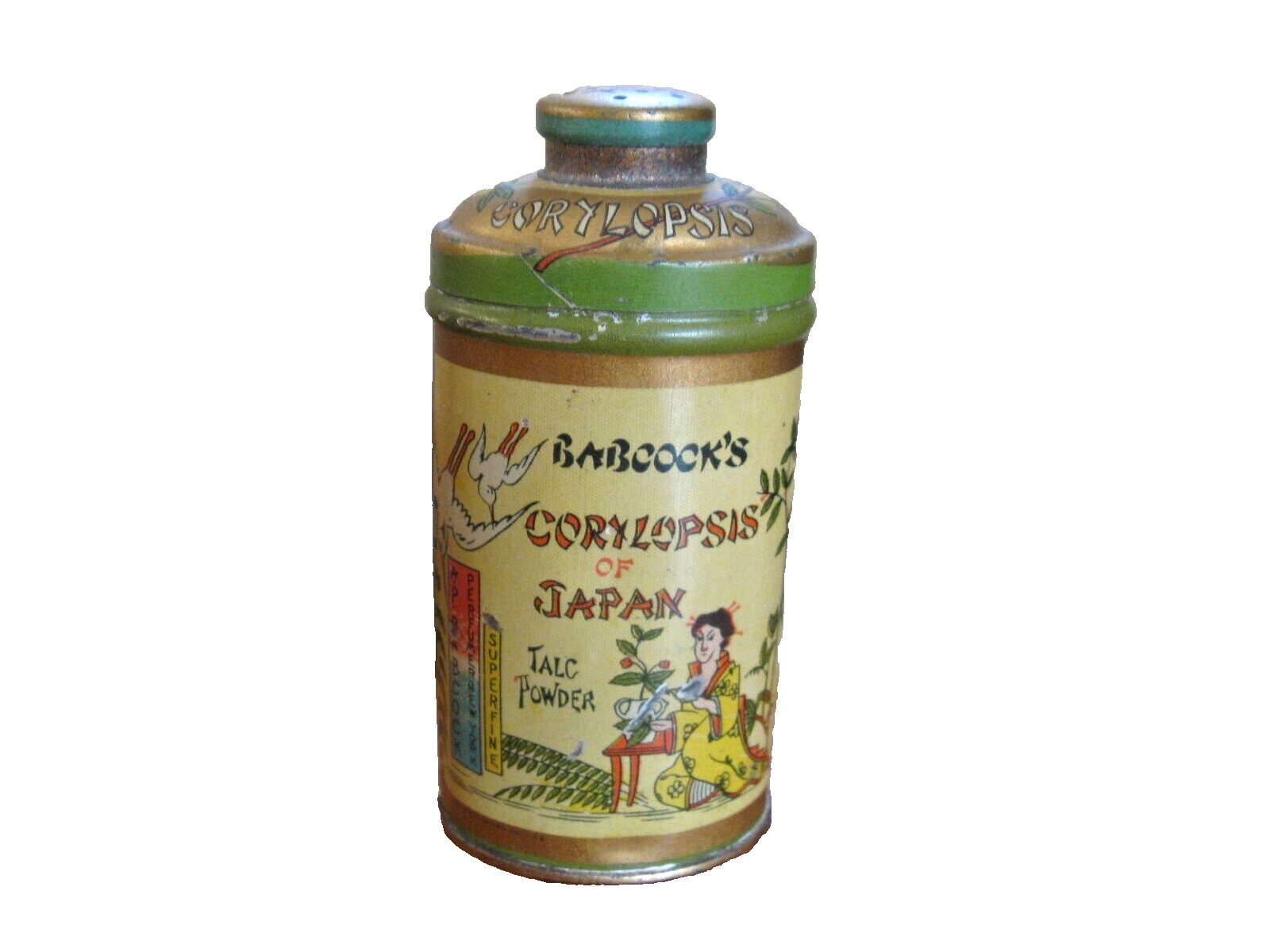 Antique Babcock's Corylopsis of Japan Talc Powder Tin Box