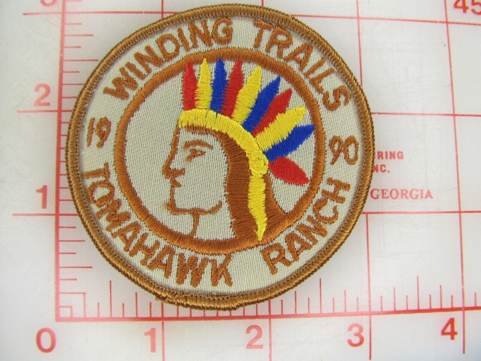 Winding Trails 1990 Tomahawk Ranch collectible patch (pH)