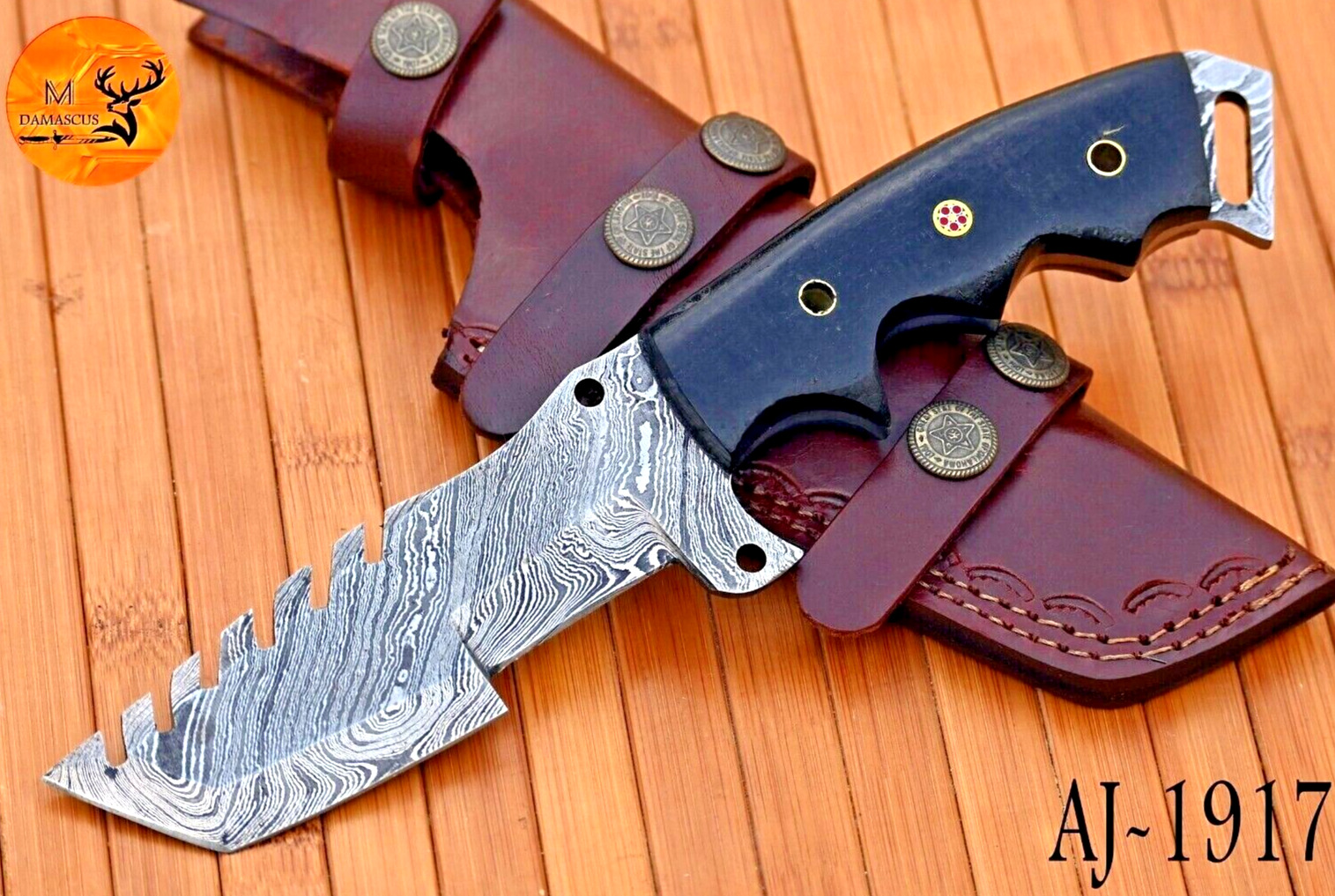 CUSTOM MADE HAND FORGED DAMASCUS STEEL TRACKER HUNTING KNIFE SURVIVAL EDC 1917