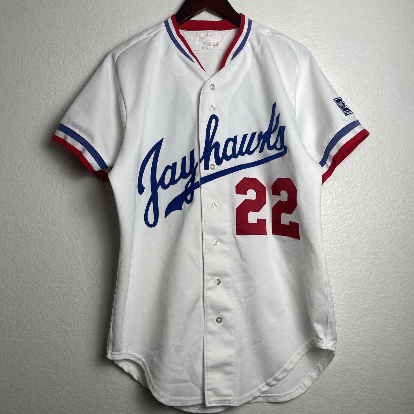 Vtg 90s University of Kansas Jayhawks Baseball Jersey #22 Wilson Authentic Sewn