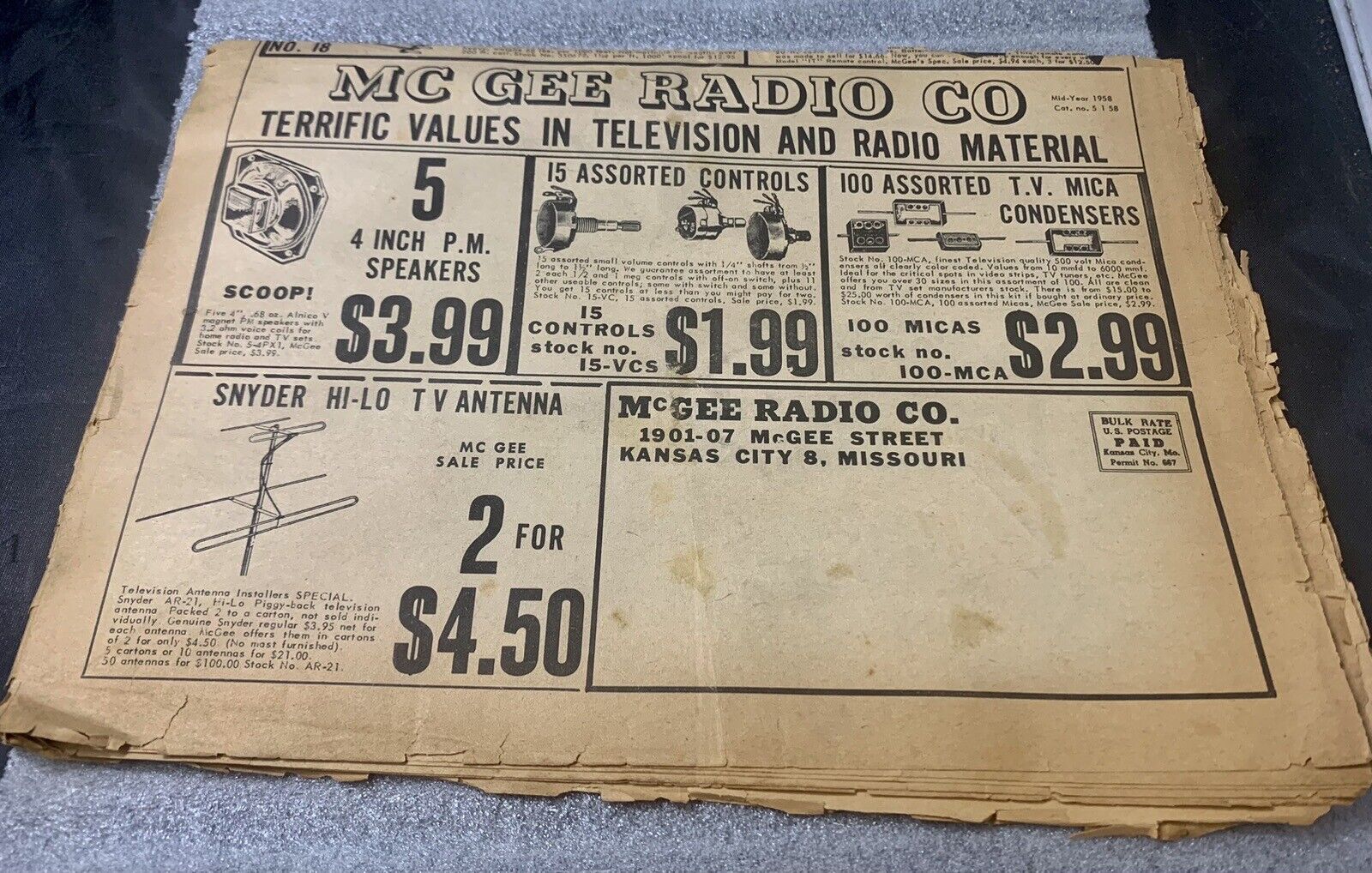 1958 Mid-Year McGee Radio Company Newspaper Ad.Flyer Borchure Catalog No. 5 1 58