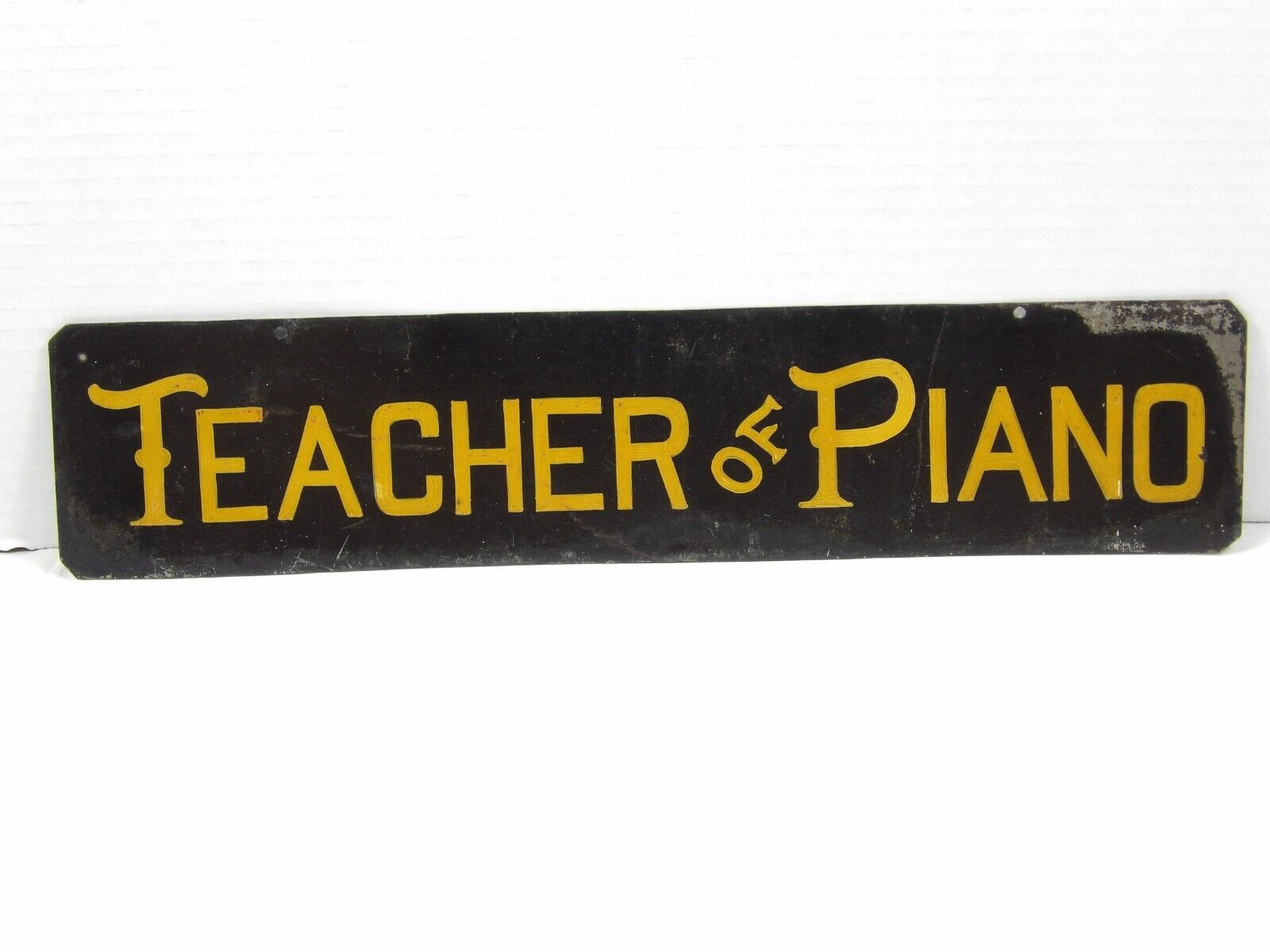 Vtg 1930s TEACHER OF PIANO Hand-Painted Artisan Sign Pianist Musician Instructor