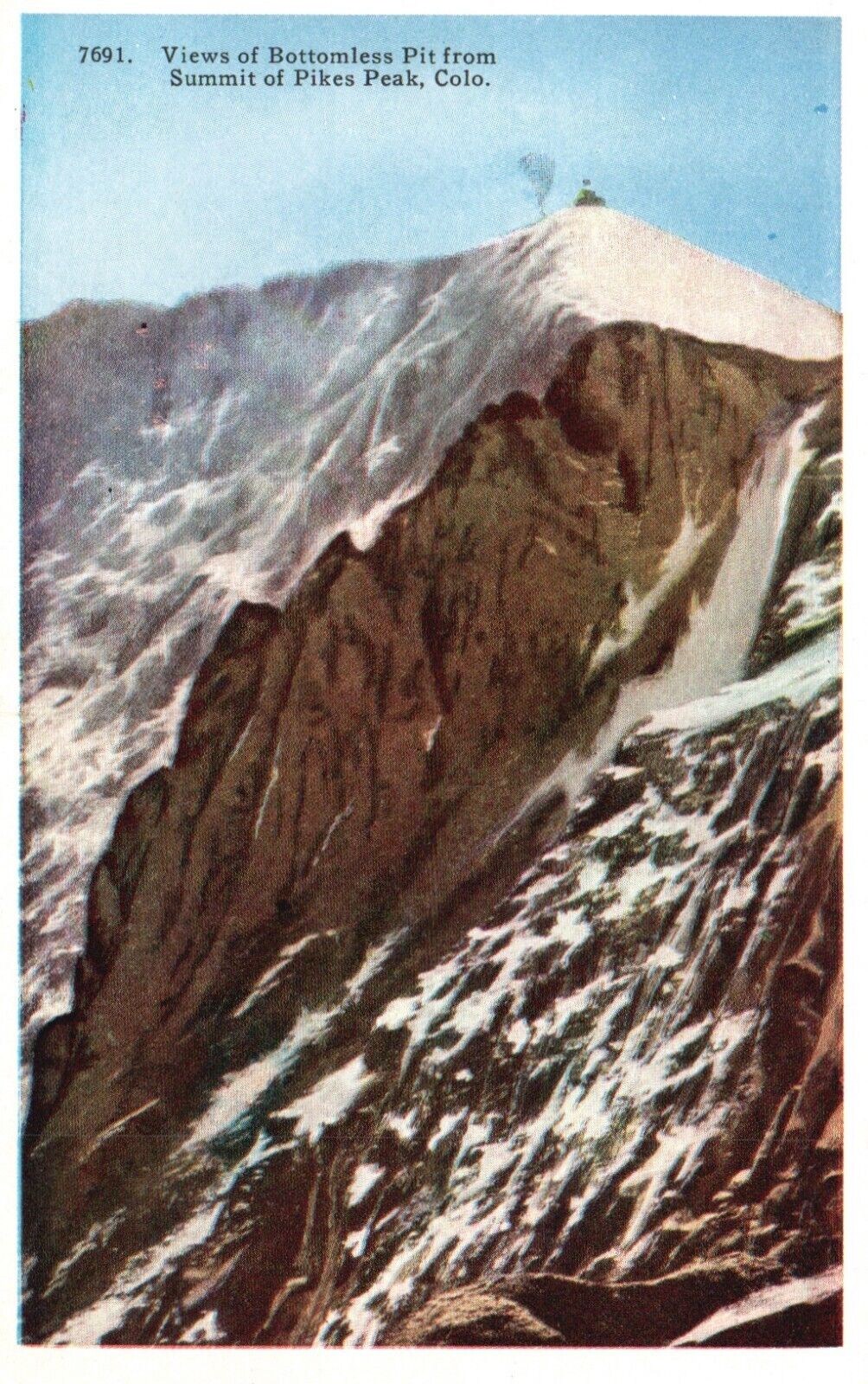 Postcard CO Summit of Pikes Peak Views of Bottomless Pit Vintage PC H8423