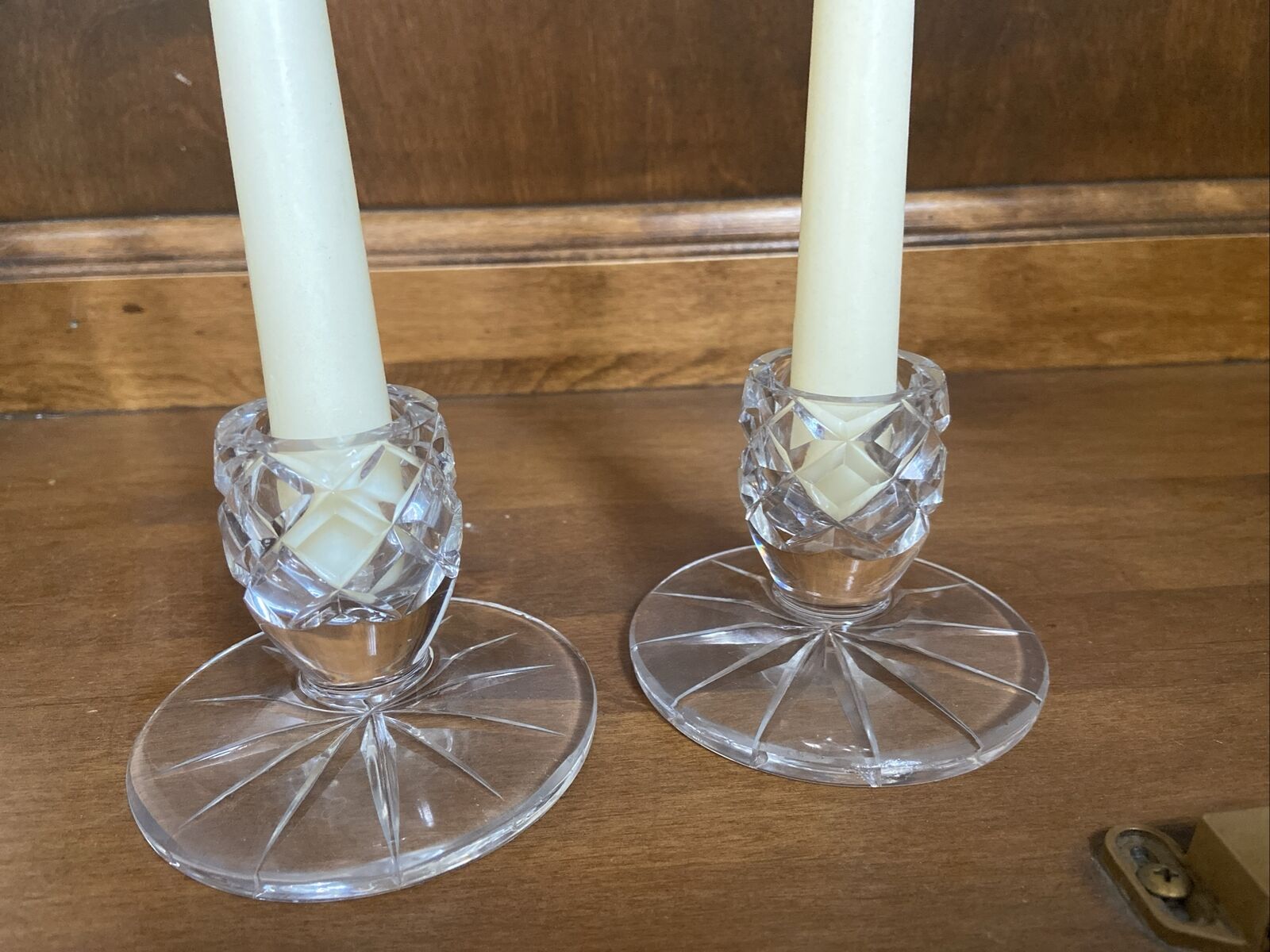 pair of honour crystal glass candlesticks