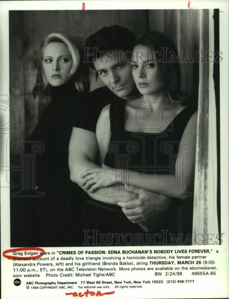 1998 Press Photo Greg Evian with Alexandra Powers and Brenda Bakke in scene
