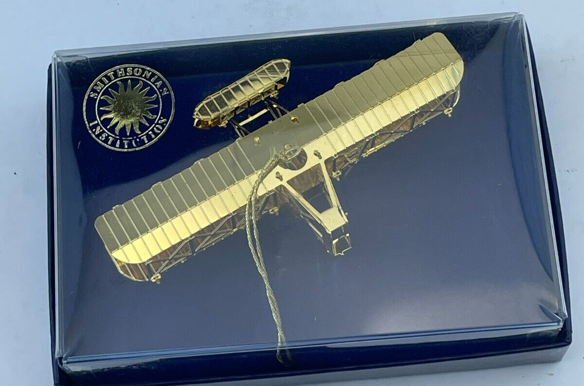 Smithsonian Air and Space Museum 1903 Wright Flyer Gold Tone 3D Plane Ornament