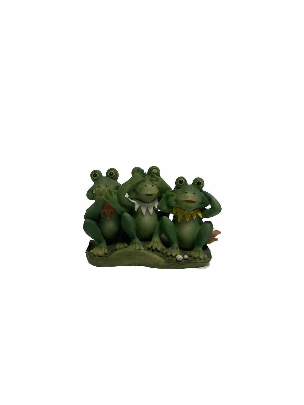 Speak No Evil See No Evil Hear No Evil Resin Frog Figurine on Lily Pad