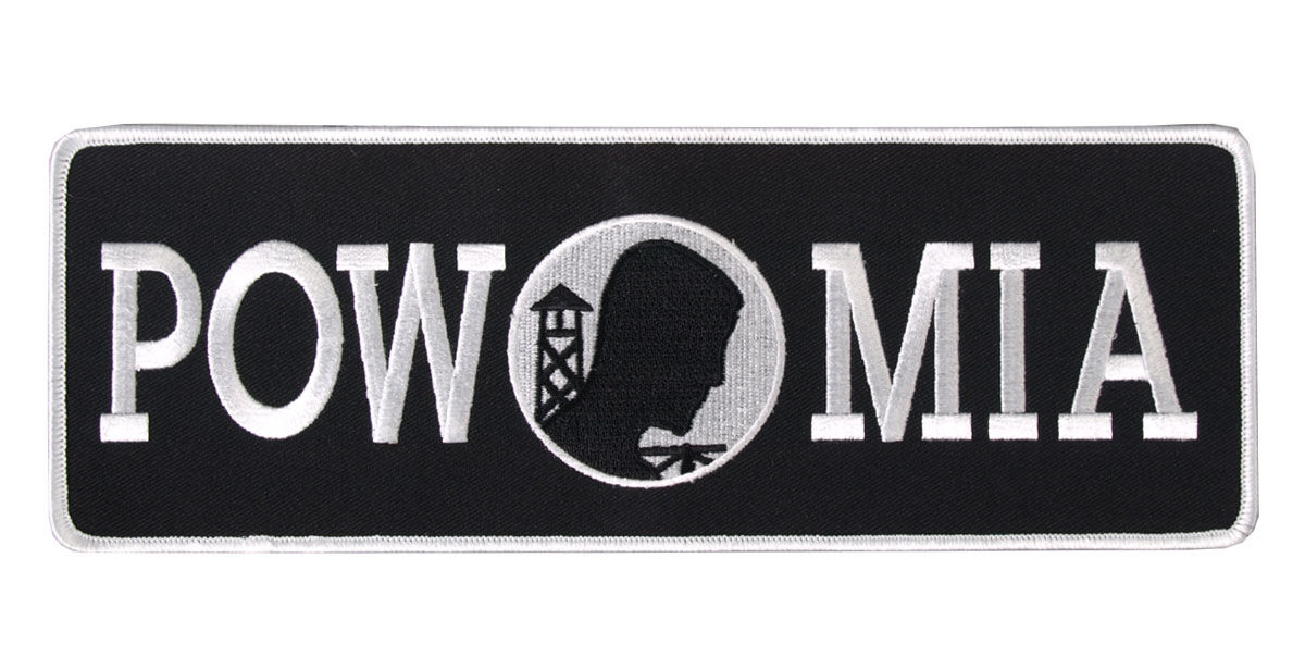 POW MIA 10 INCH IRON ON LARGE LOWER BACK PATCH 