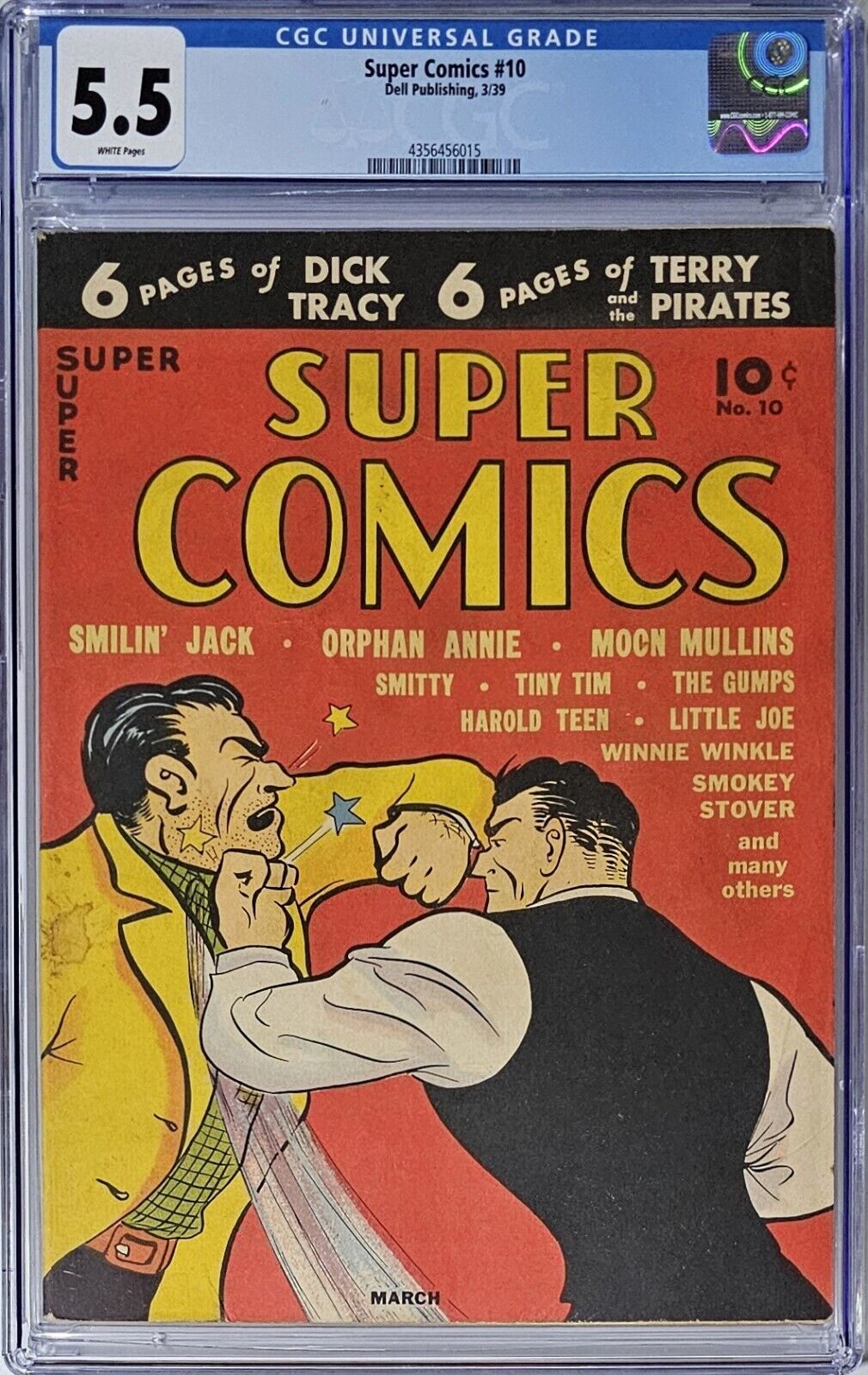 Super Comics #10 CGC 5.5 Dell 1939 White Pages Smilin Jack & Dick Tracy