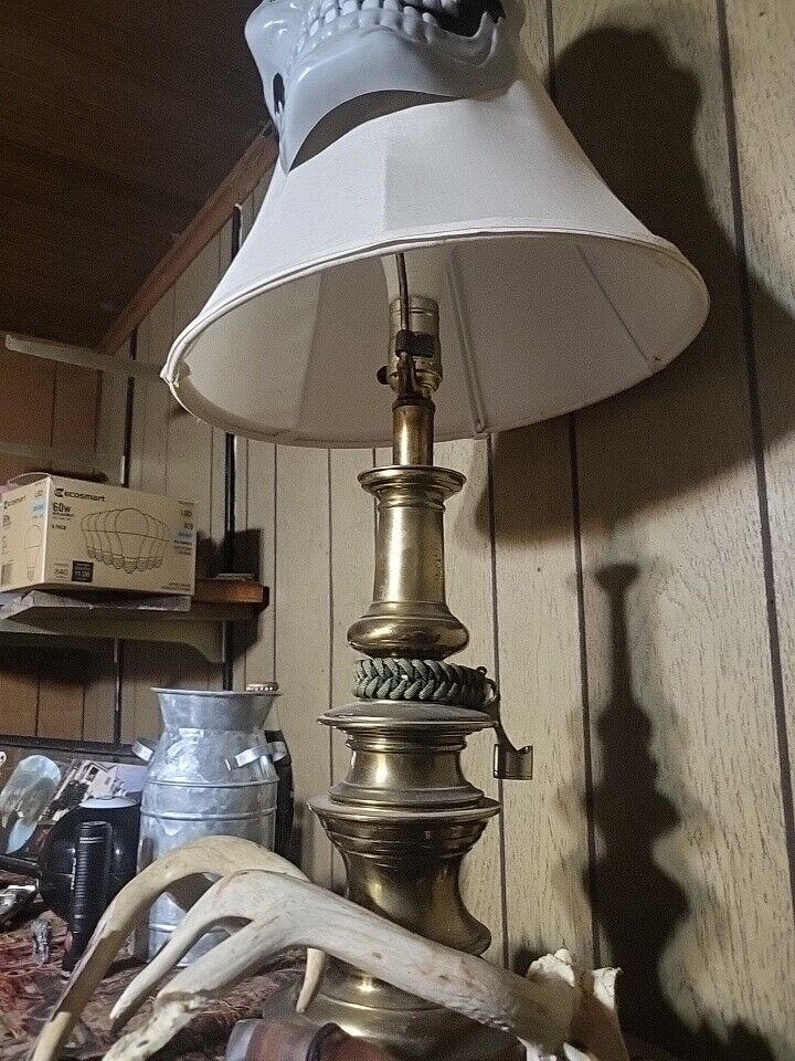 heavy brass table lamp. May Be antique. Came Out Of A Very Wealty Persons Estate
