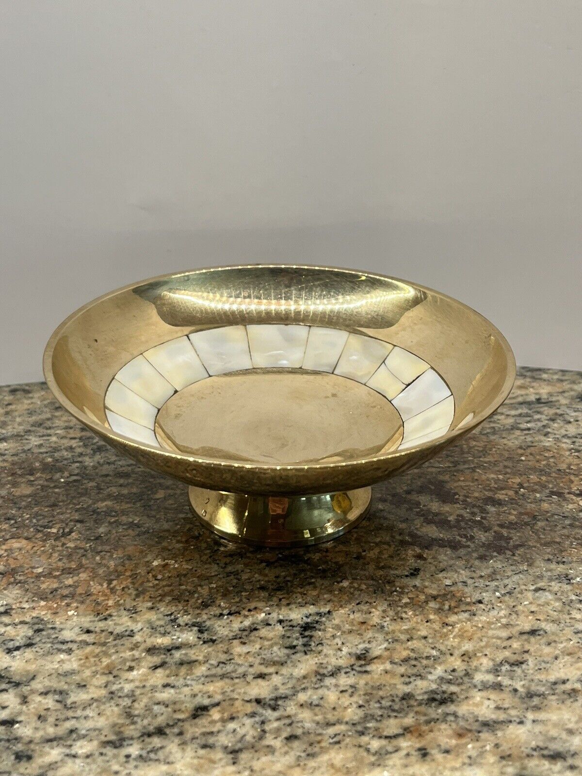 Vintage Abalone And Brass Trinket Bowl great gift made in India 