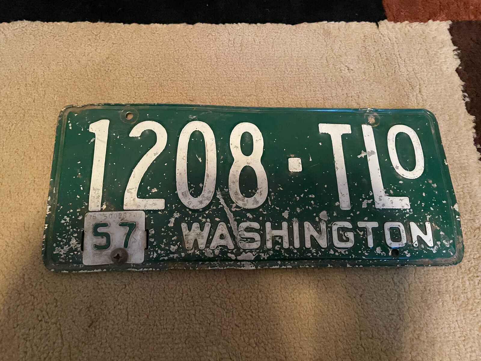 1954 1957 Washington Trailer License Plate 1208 TLo