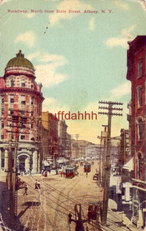 BROADWAY NORTH FROM STATE STREET ALBANY, NY 1912