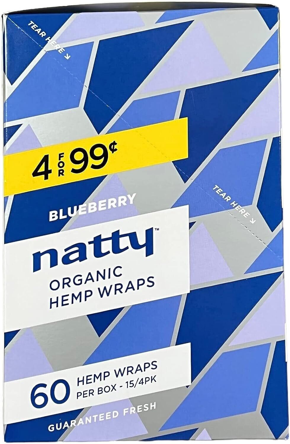 Natty Full Width Wraps 15 Packs Per Box 4 Wraps Per Pack (Blueberry)