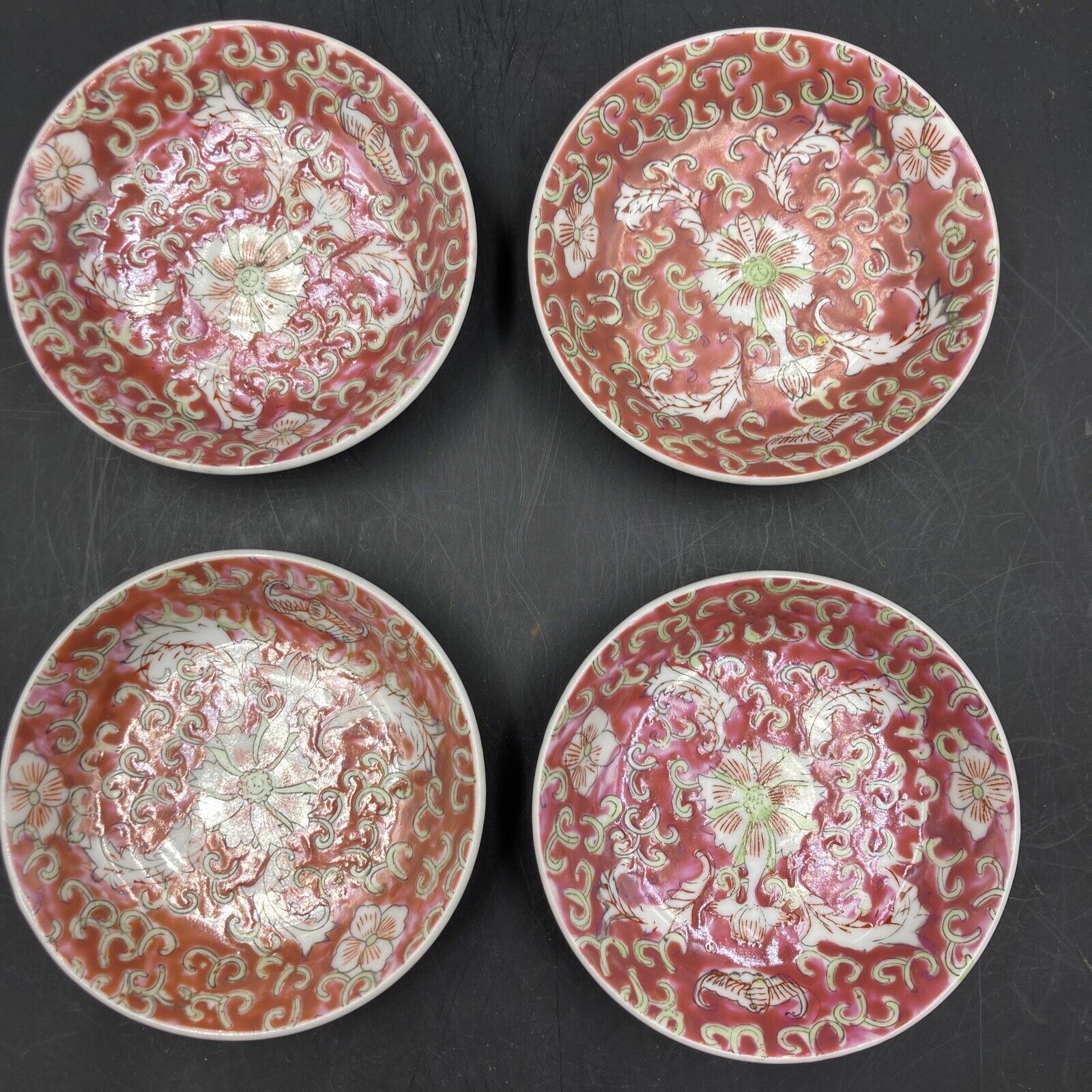  P.C.T. 4 pc Hand Decorated in Hong Kong Japanese Porcelain Ware Small Bowl 4”  