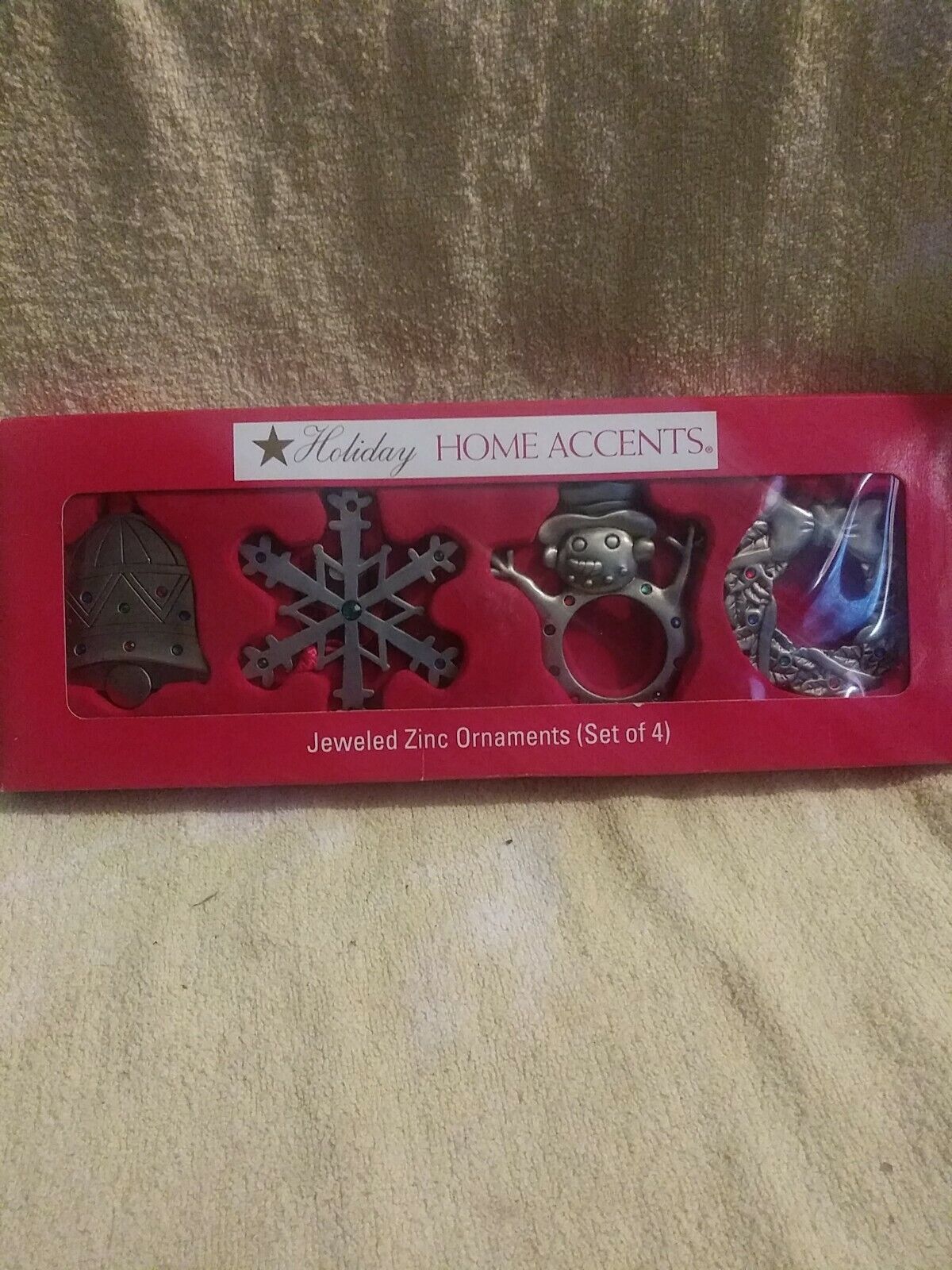 Jeweled Zinc Christmas Ornaments ~ Set of 4 ~ Belk Holiday Home Accents ~ New