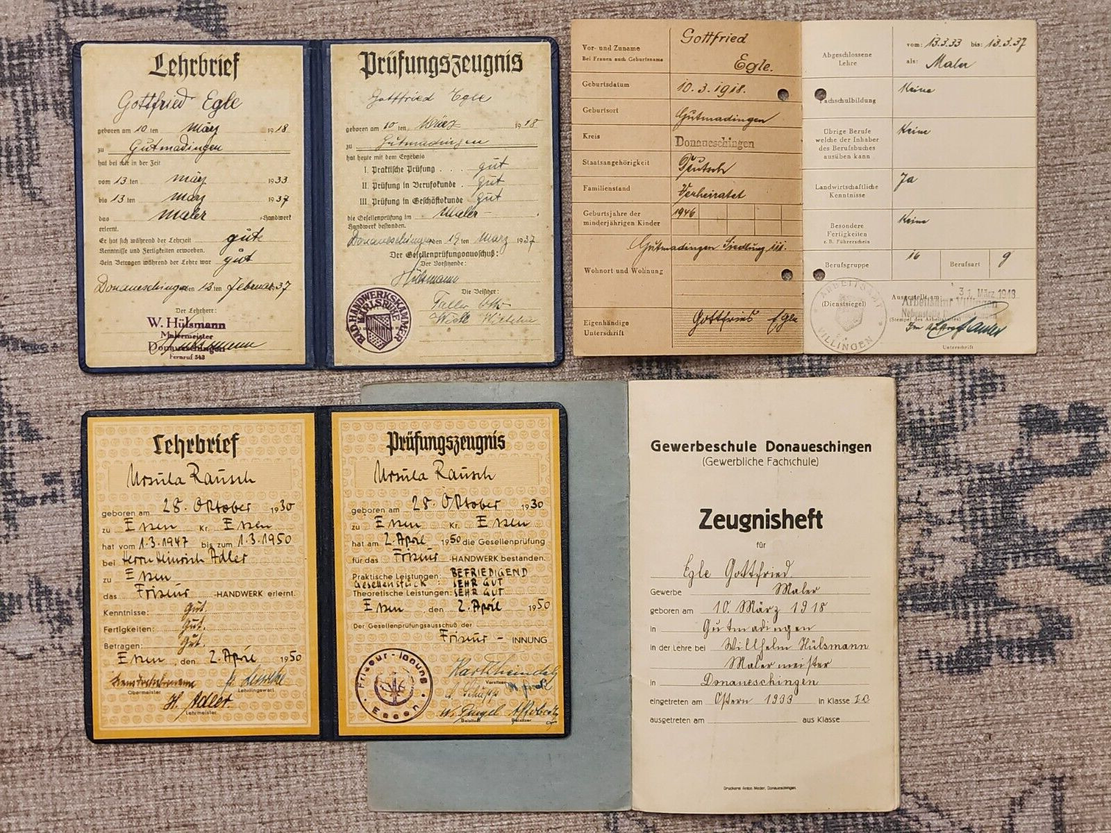  WW2  German  two documents 1933, 1937, 1948, 1950.