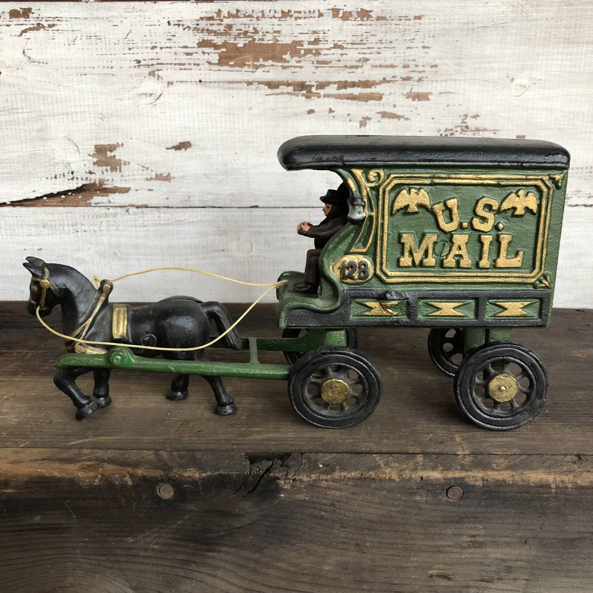 Vintage U.S. MAIL WAGON Cast Iron Wagon Carriage Casting