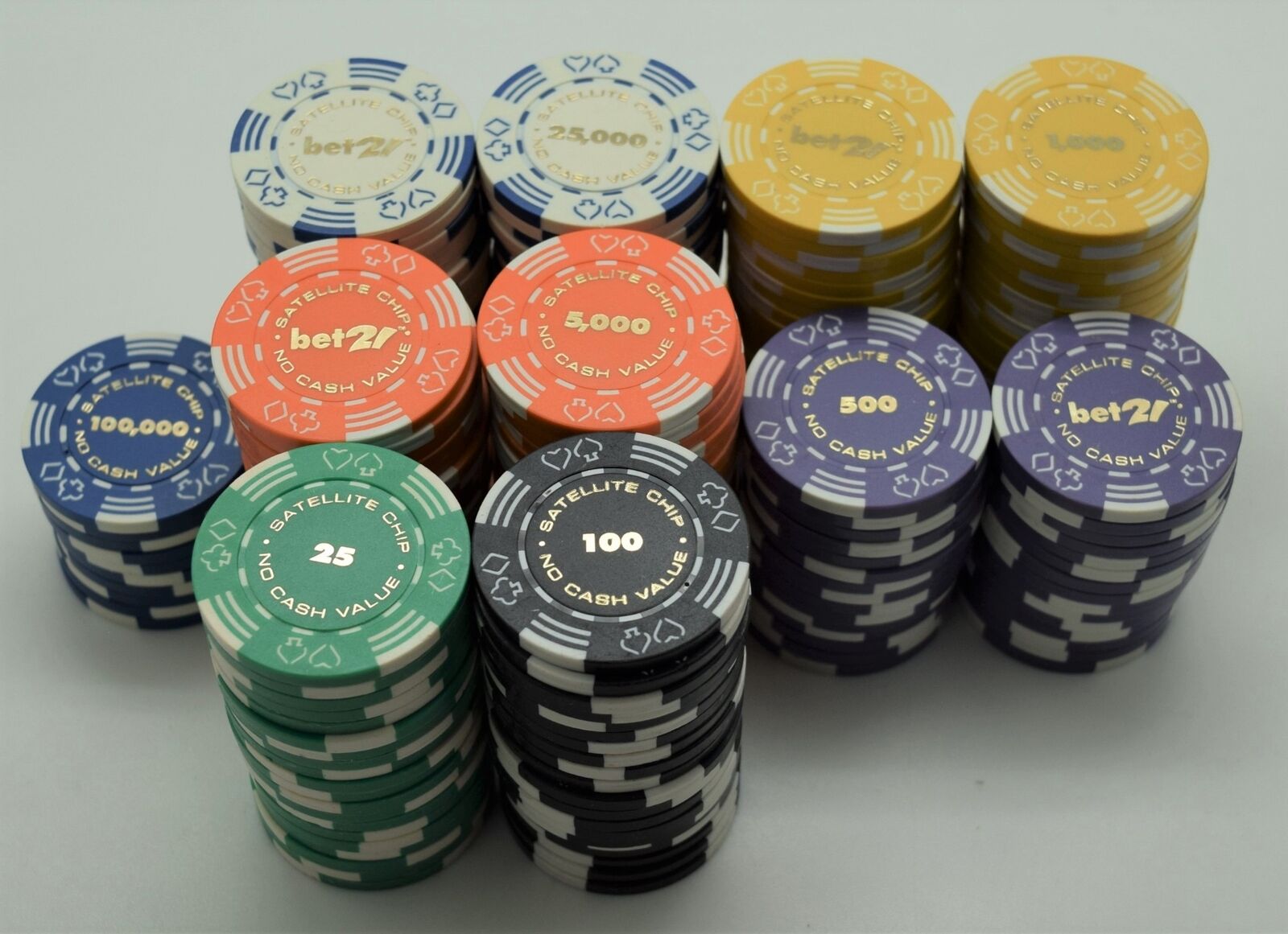 Bet 21 Sit N Go Satellite Set of 200 11.5g NCV Poker Chips Home Game Casino