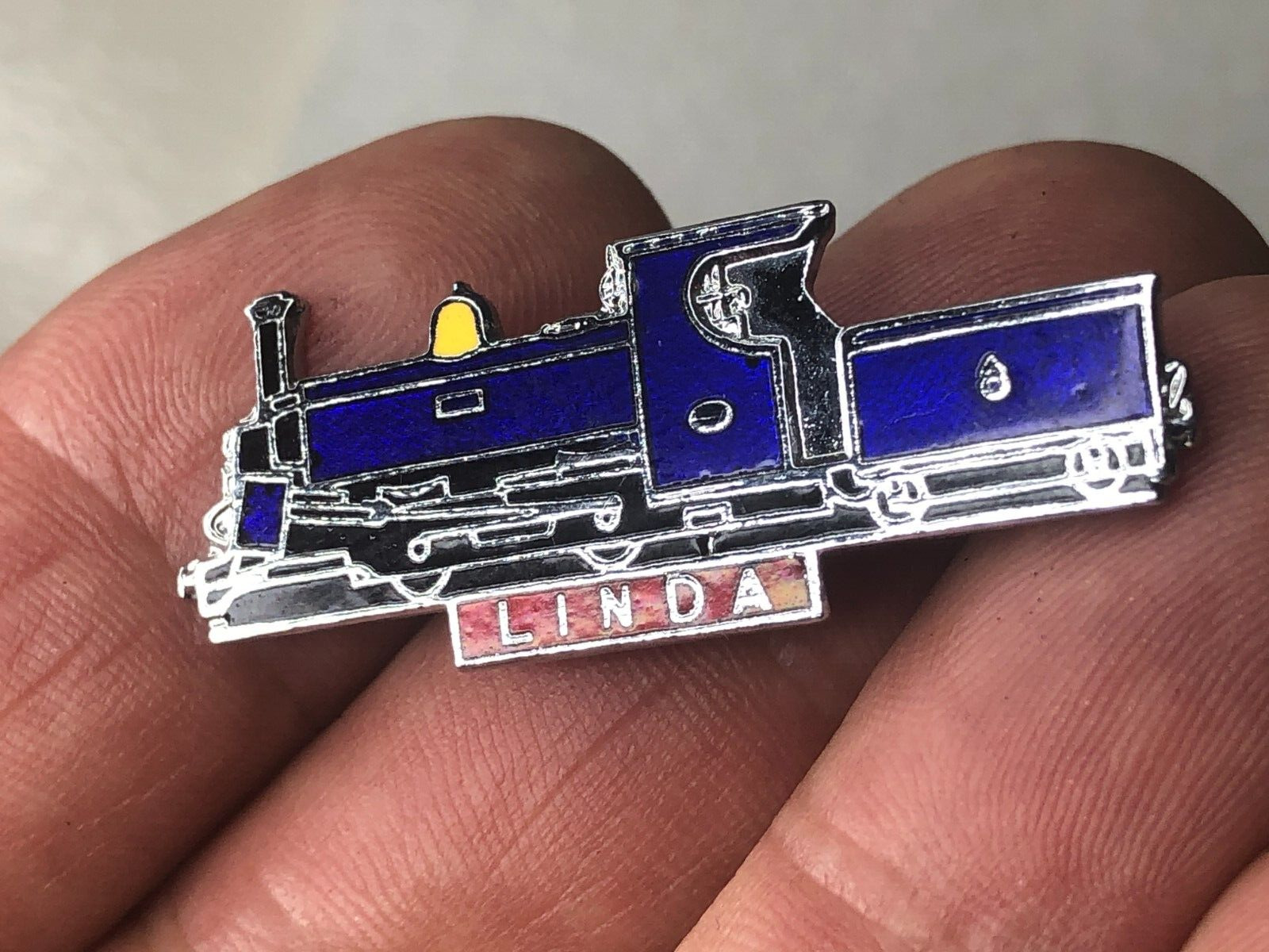Vintage LINDA Railroad Train Lapel Pin United Kingdom Made In UK