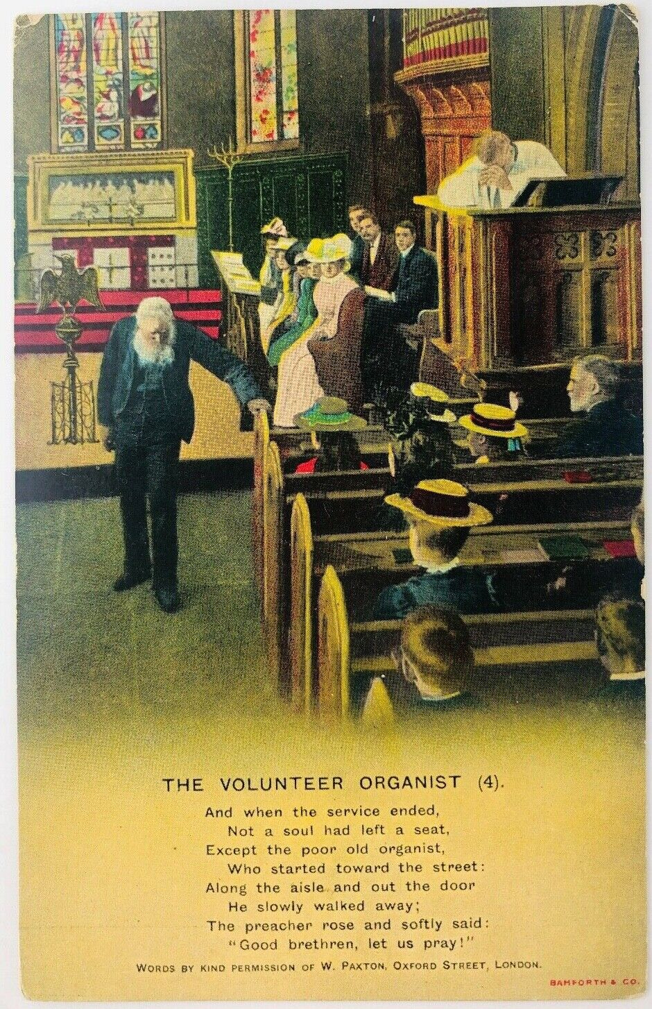 The Volunteer Organist Postcard Old Organist Leaving 1911 