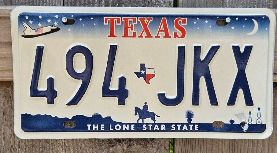 Old Texas Truck License Plate with Texas Flag separator  494*JKX - Embossed