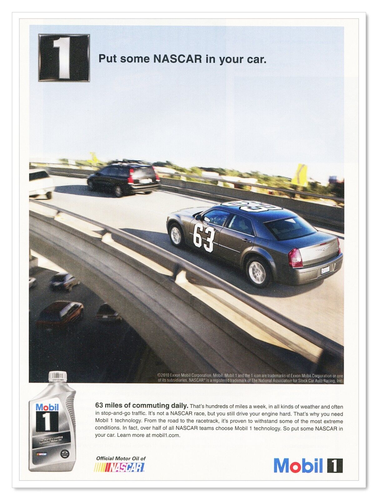 Mobil 1 Motor Oil Put Some NASCAR in Your Car 2010 Full-Page Print Magazine Ad