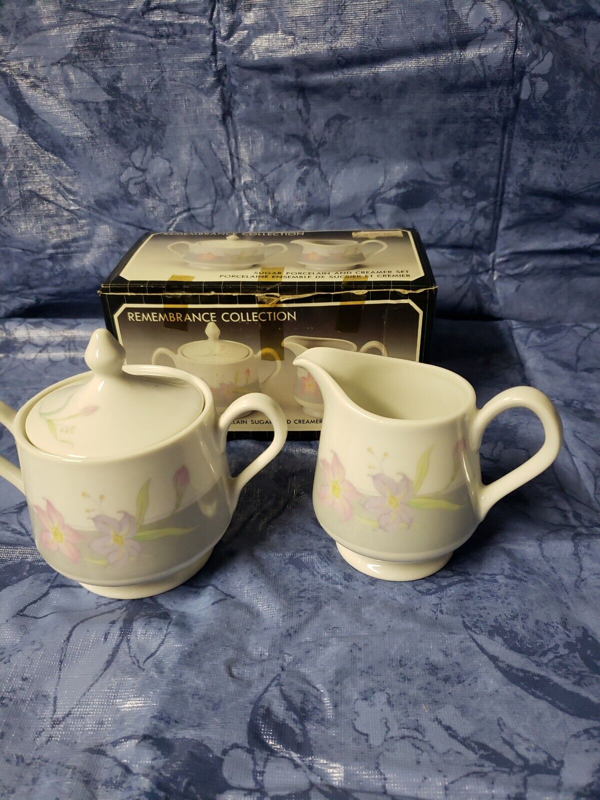 Vintage Remembrance Collection Porcelain sugar and creamer set 