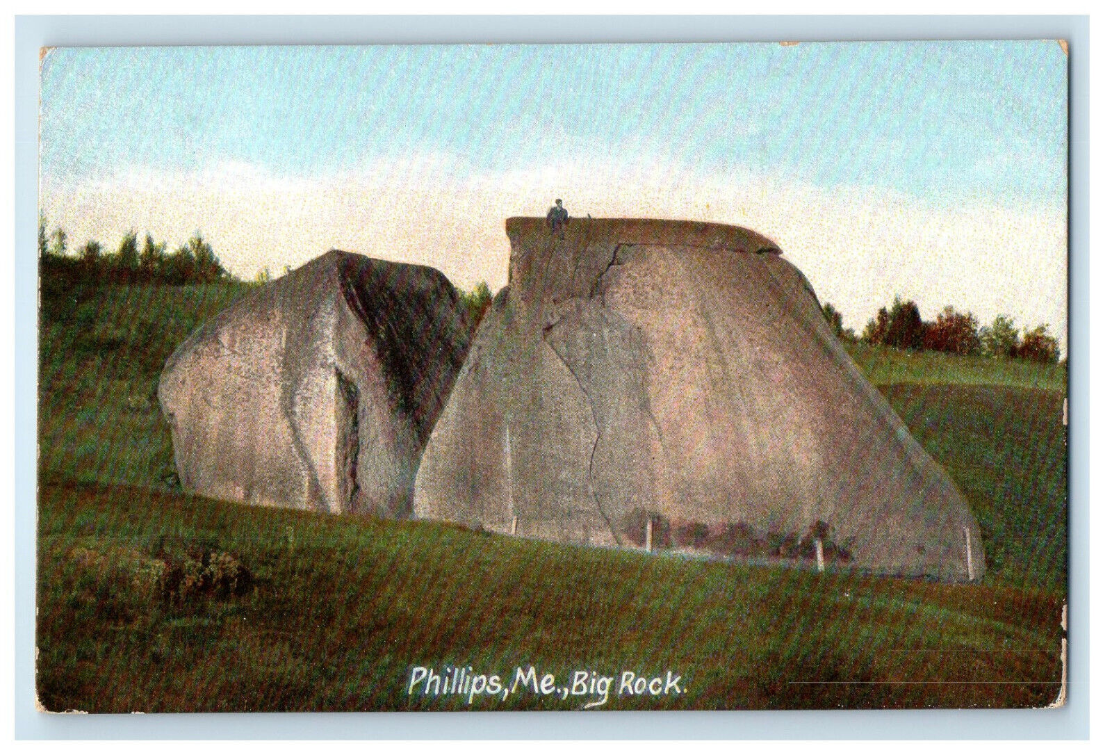 c1910's Scene of Two Big Rocks, Phillips Maine ME Antique Unposted Postcard