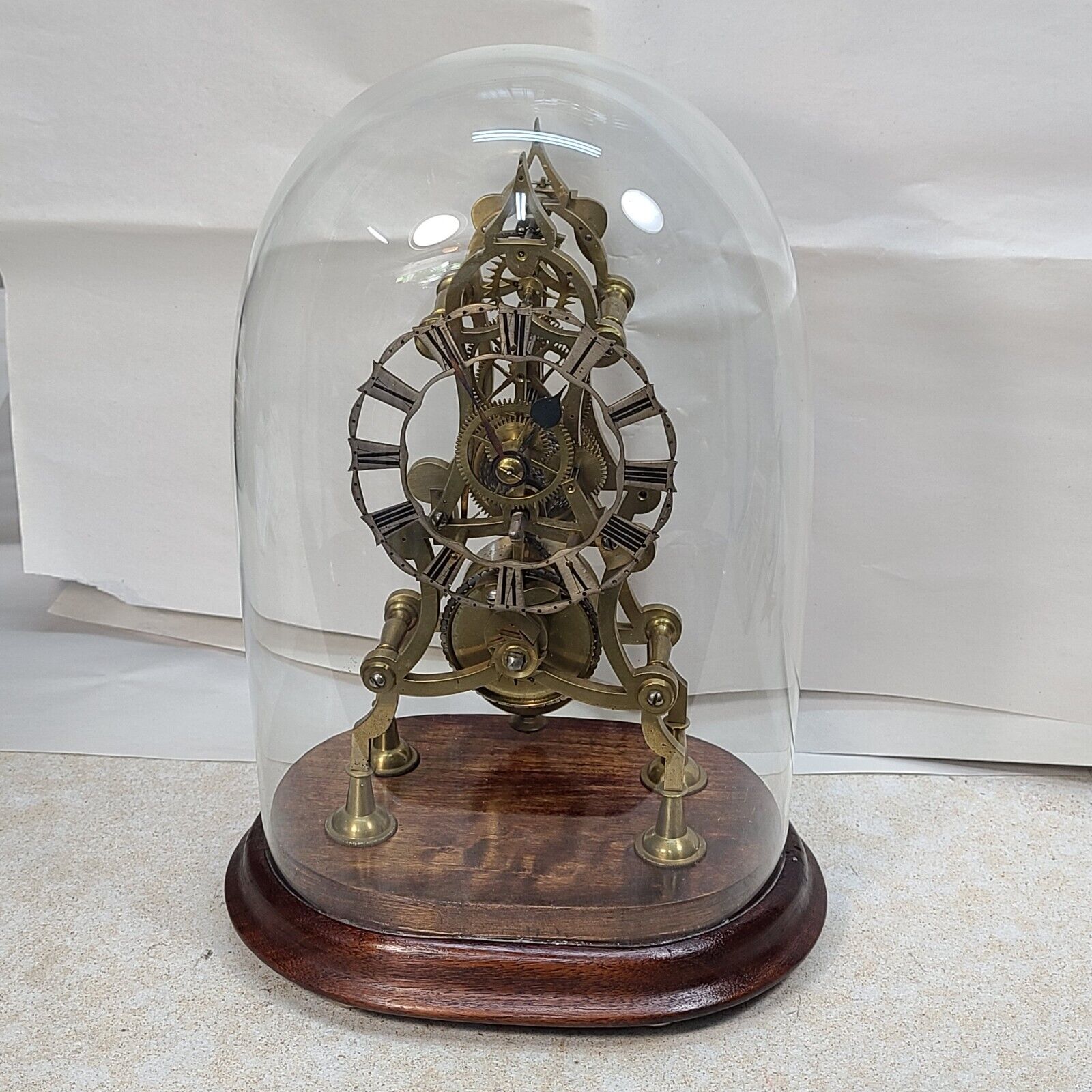 Antique English Single Fusee 8 Day Skeleton Clock In Working Condition.