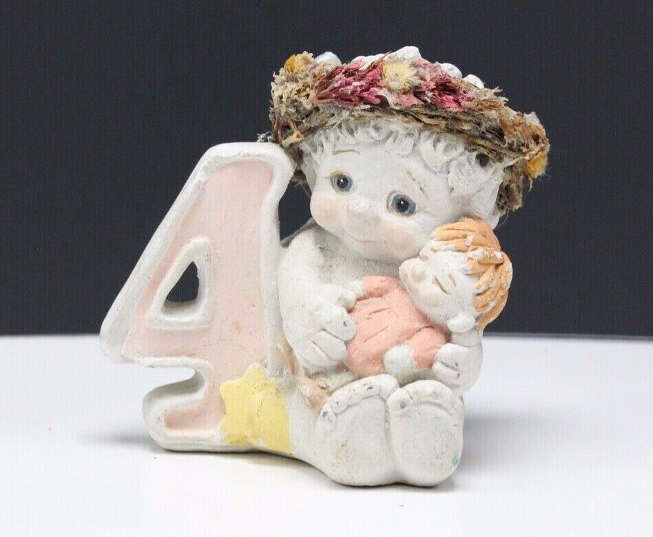 DREAMSICLES Two Cherub Angel Figurines Number 4 Sitting Holding Baby Signed