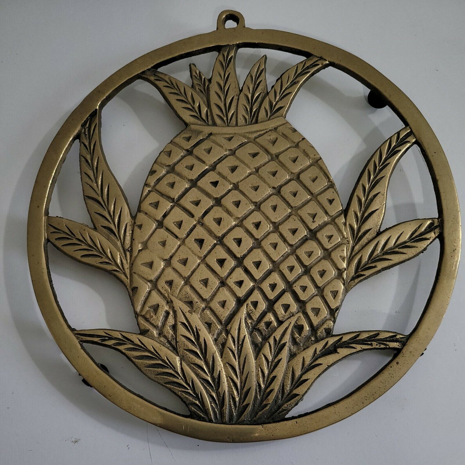 PENCO VINTAGE PINEAPPLE TRIVET SOLID BRASS COLLECTIBLE  8\