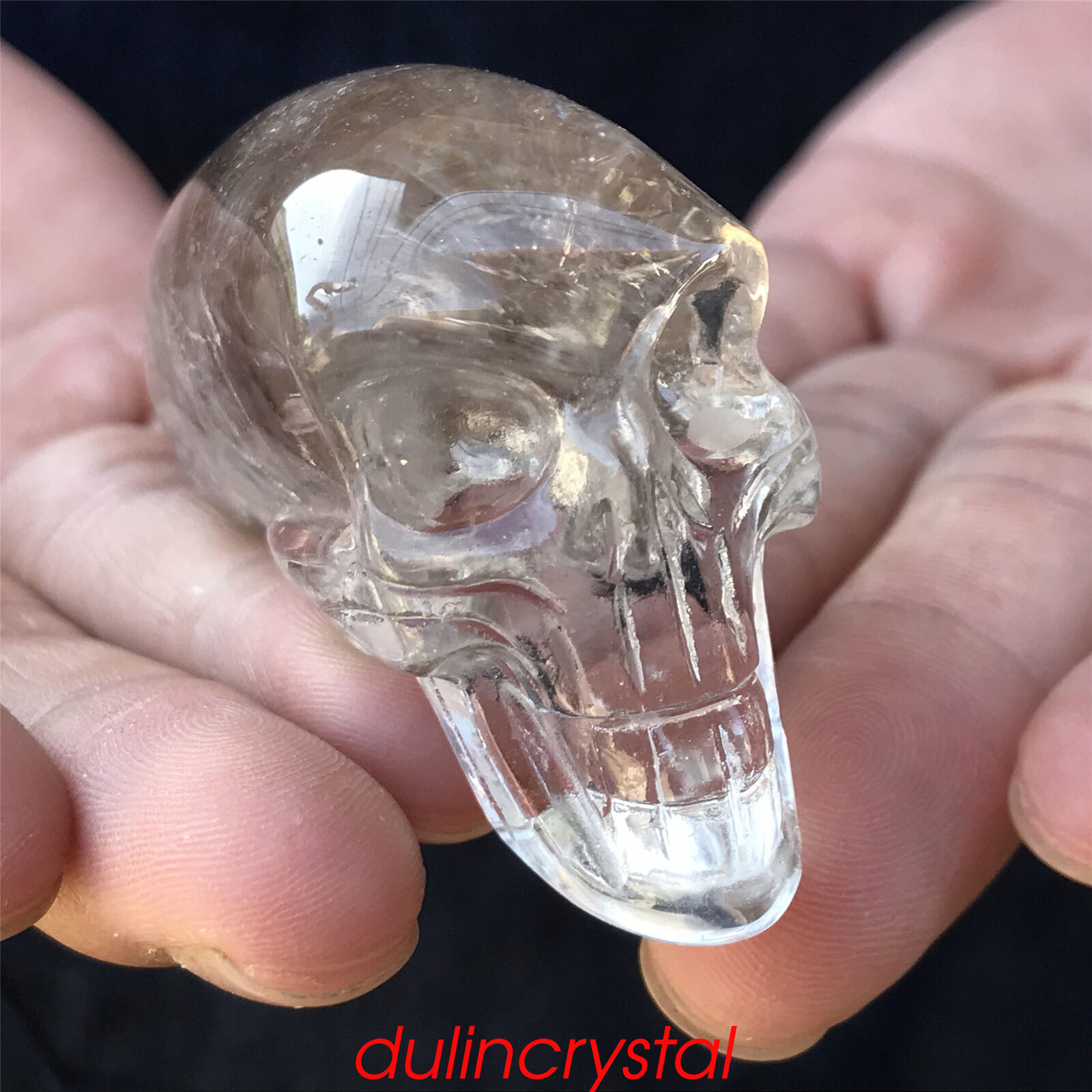 0.24LB Natural Smokey Quartz Aliens Skull Quartz Crystal Hand Carved Reiki XK607