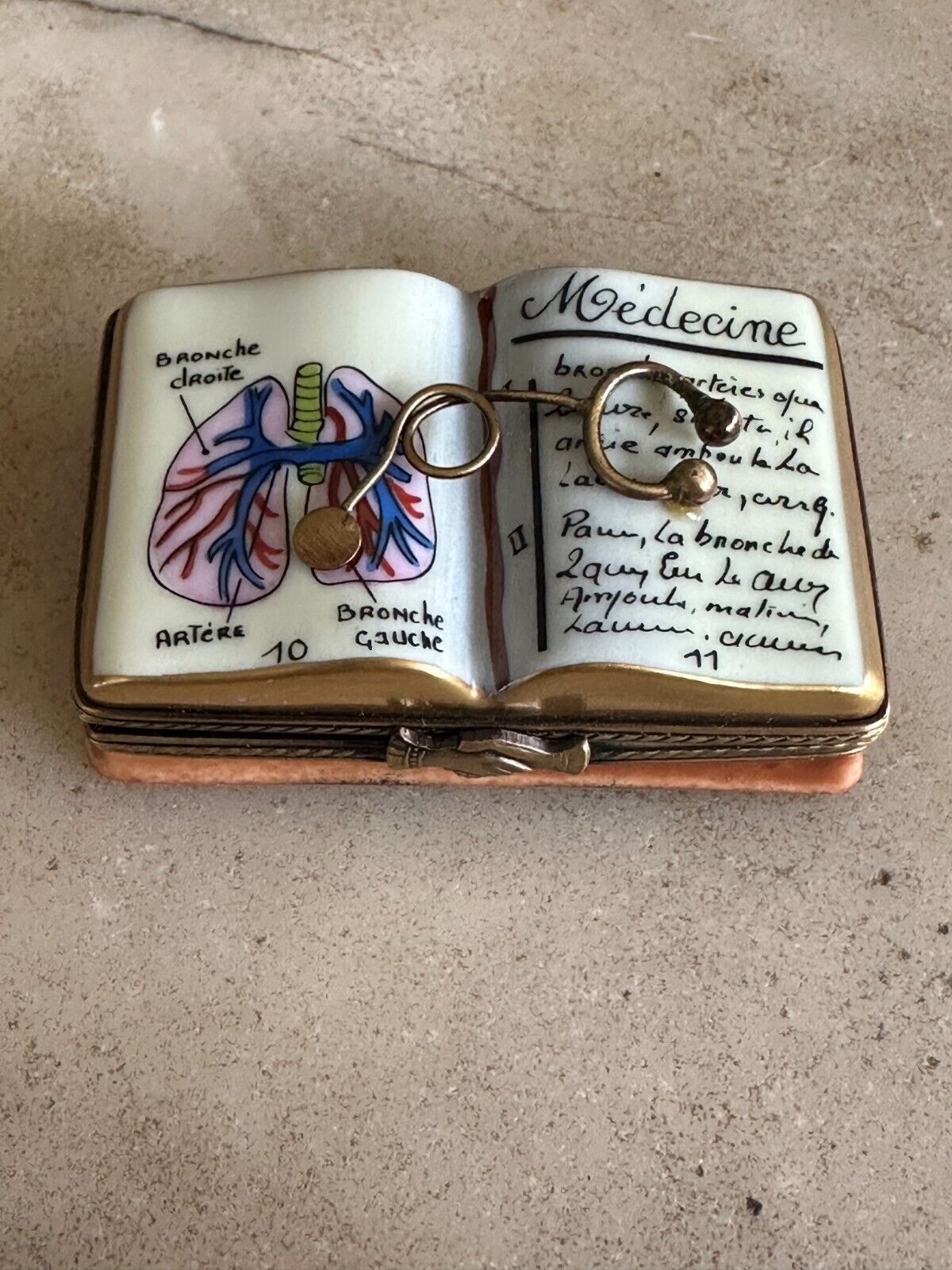 Limoges France Peint Main Trinket Box Medicine Book