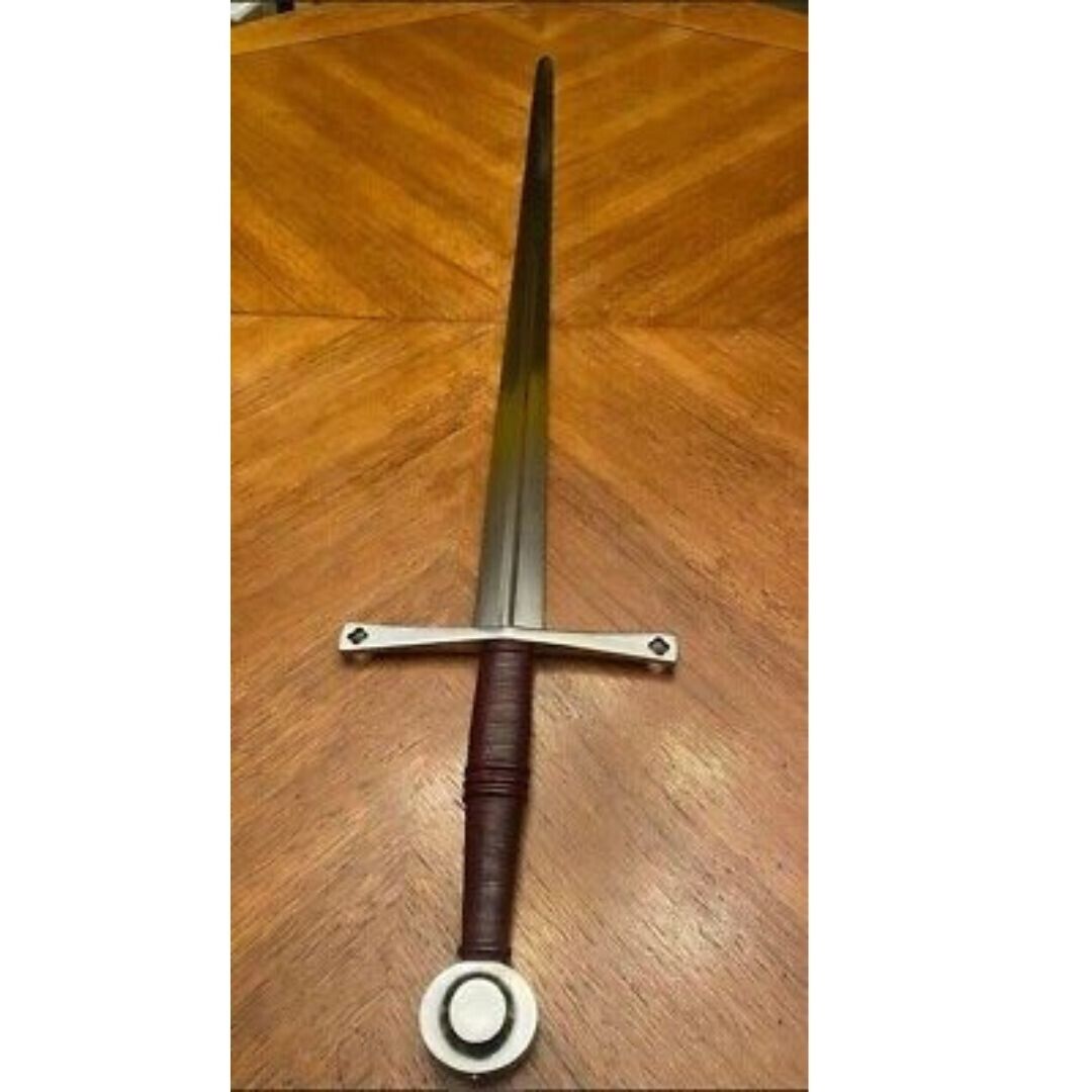 Custom Handmade Cross Sword Leather Handle D2 Tool Steel Viking Sword Hunter