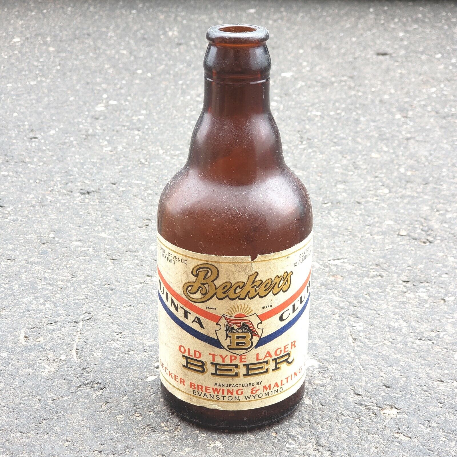 BECKER'S UINTA CLUB BEER Empty Bottle 12 OZ Amber Vintage Evanston WY dirty READ