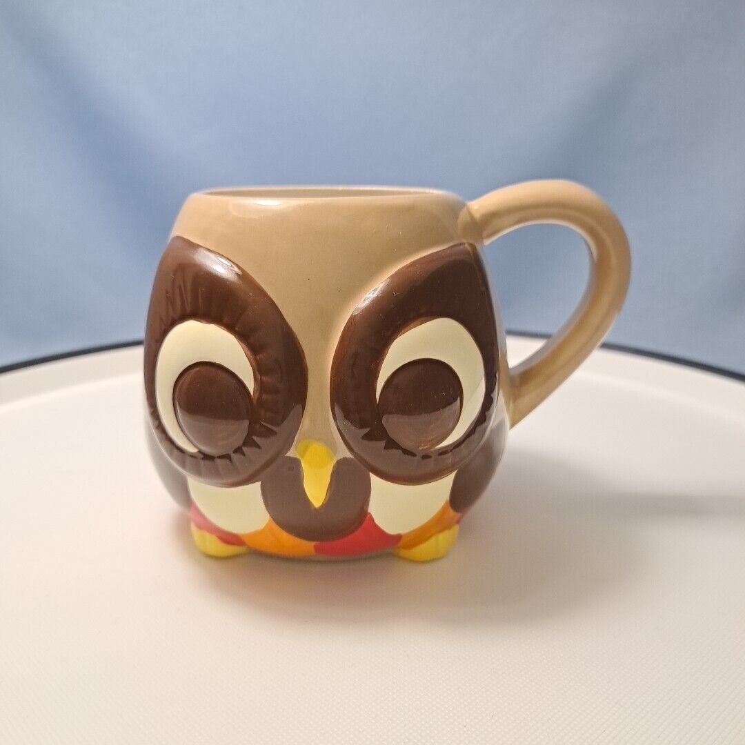 Mesa Home Products Owl Coffee Mug 3D Hand Painted Brown Tan Orange
