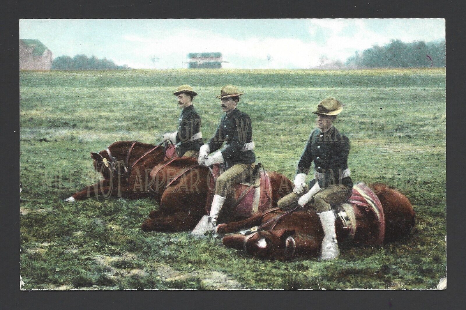 Cavalry Forces Men on Horses On Ground 1905 - 1914 Golden Age Antique Postcard