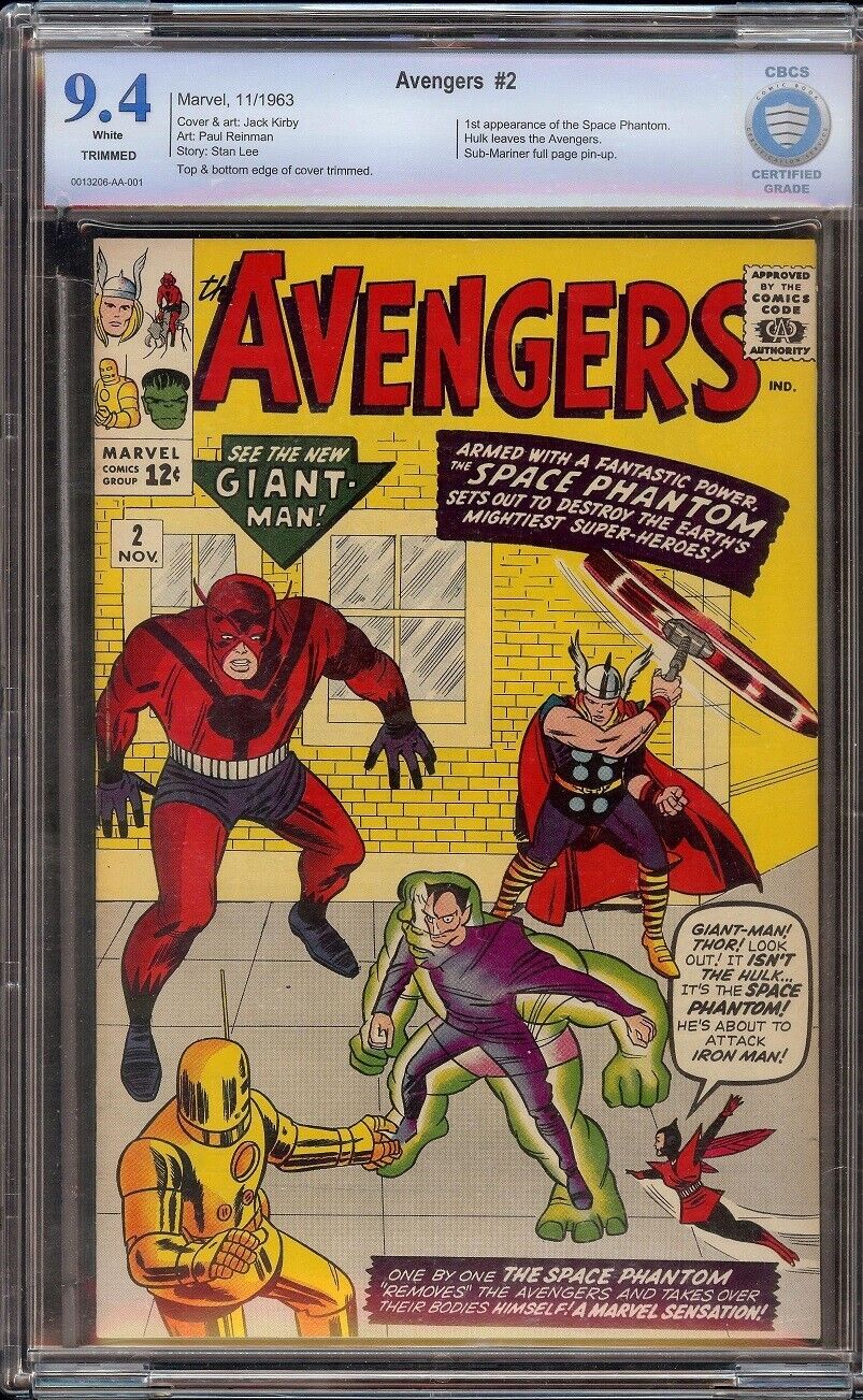 Avengers # 2 CBCS 9.4 White (Marvel, 1963) Classic Kirby cover, Trimmed - Beauty