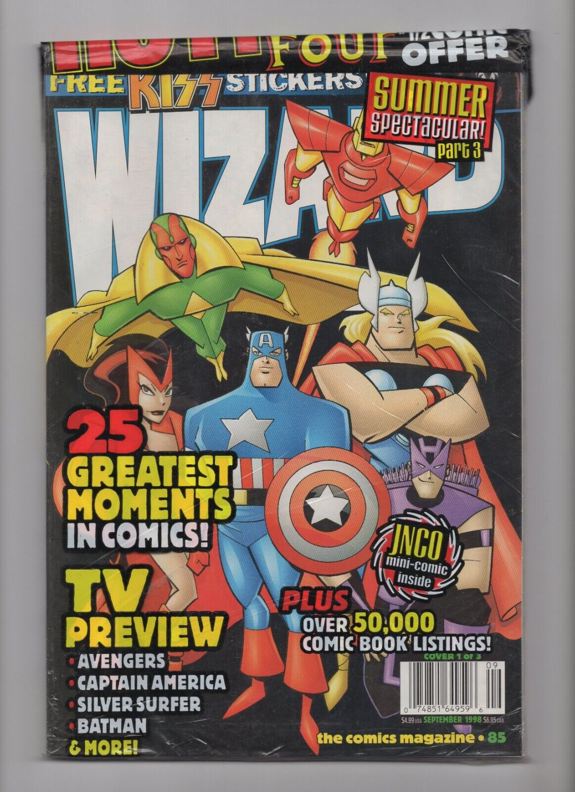 Wizard Magazine #85 September 1998 Polybagged Avengers Jnco Mini Comic