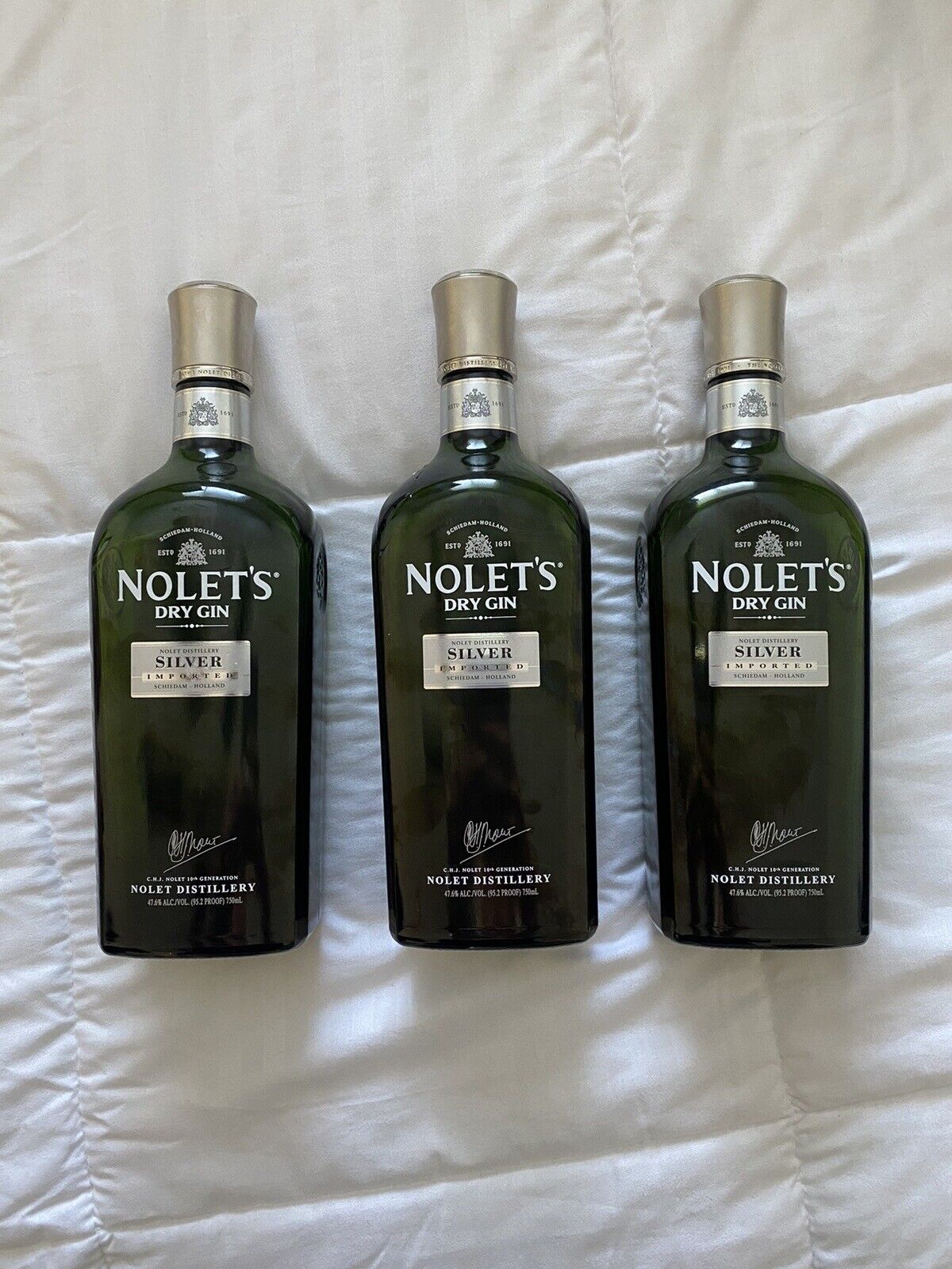 Nolet’s Gin Dry Silver,  Empty Liquor Bottles, 750ml Each, Original Stoppers