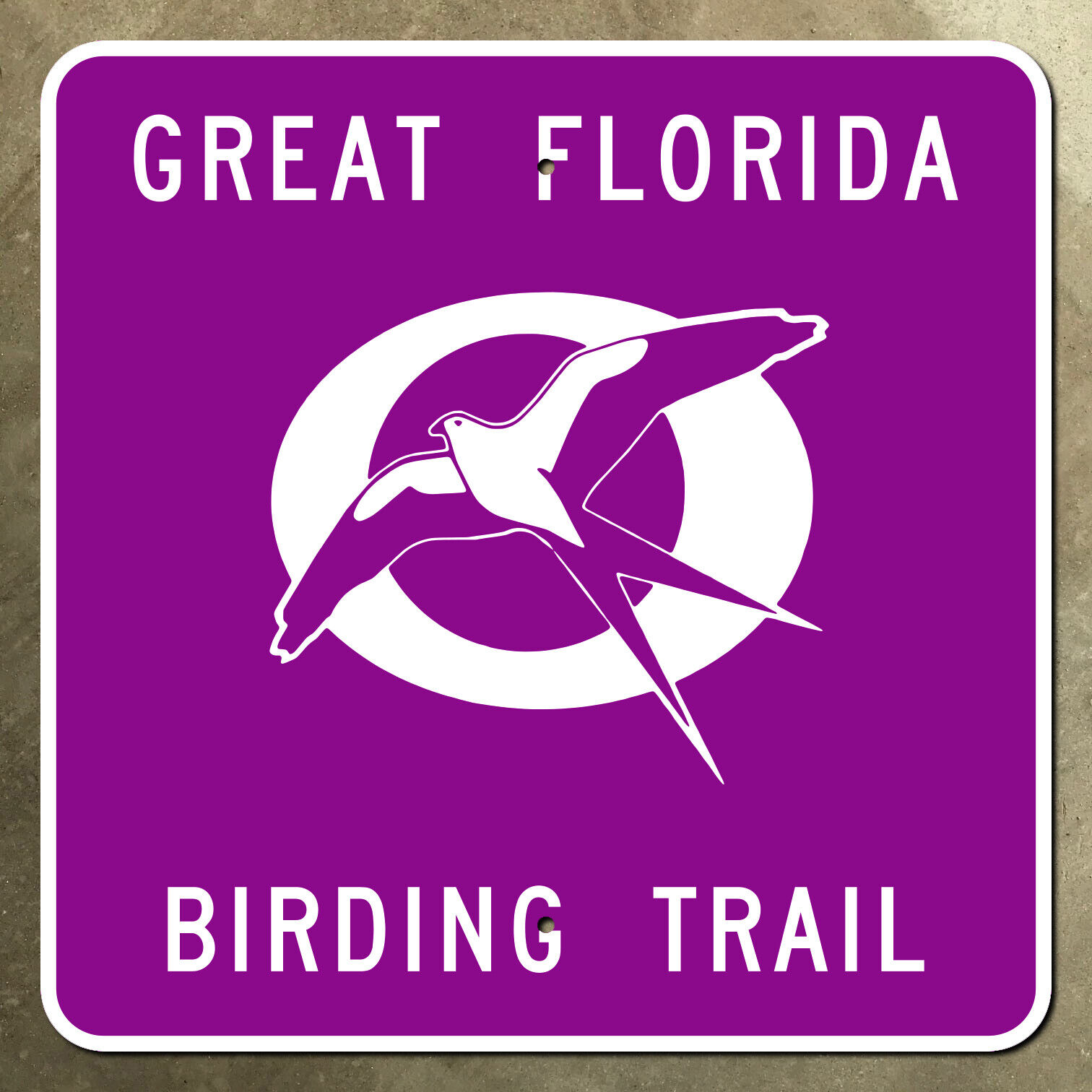 Great Florida Birding Trail highway marker road sign purple 16x16