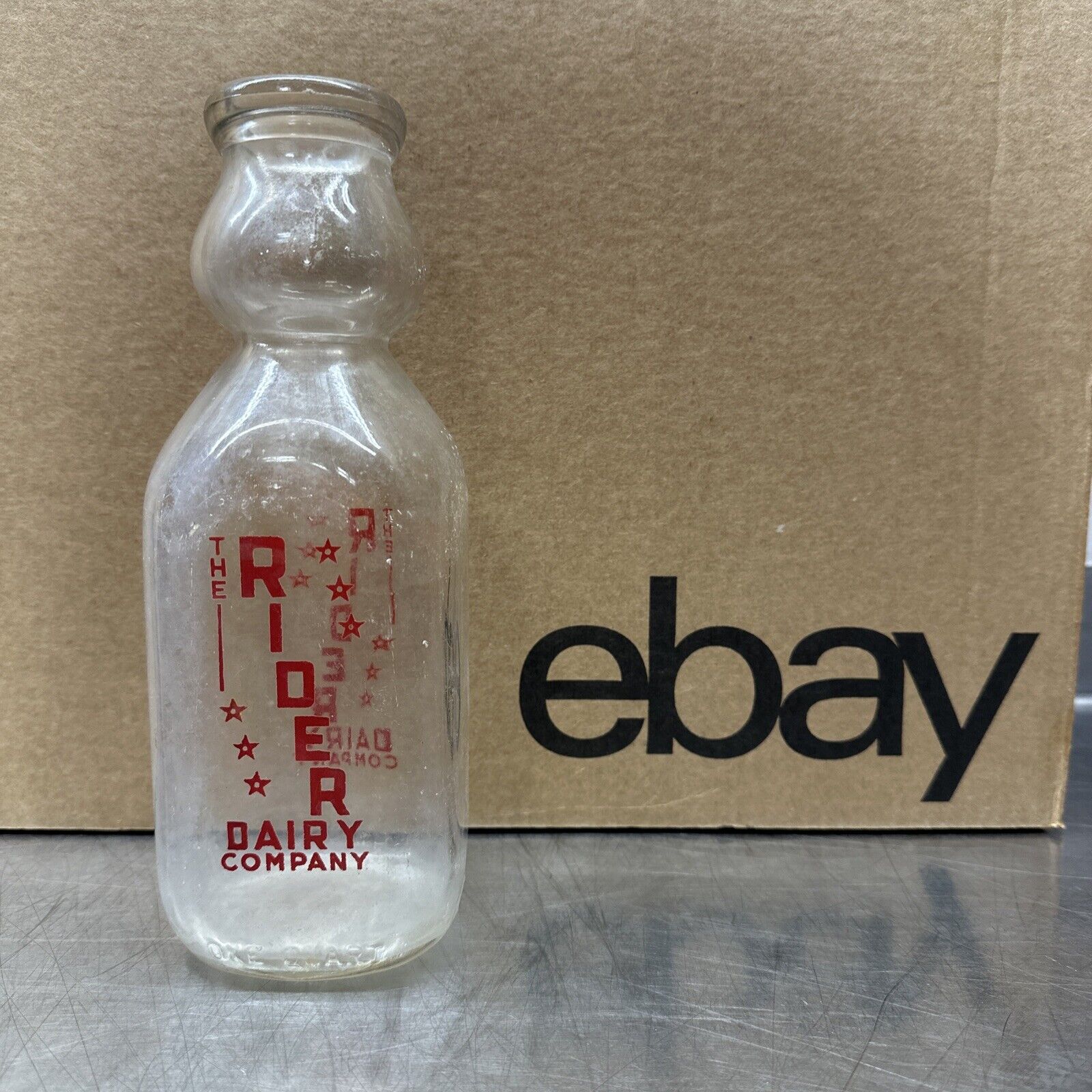 Rider Dairy Company Antique Milk Bottle One Quart Glass